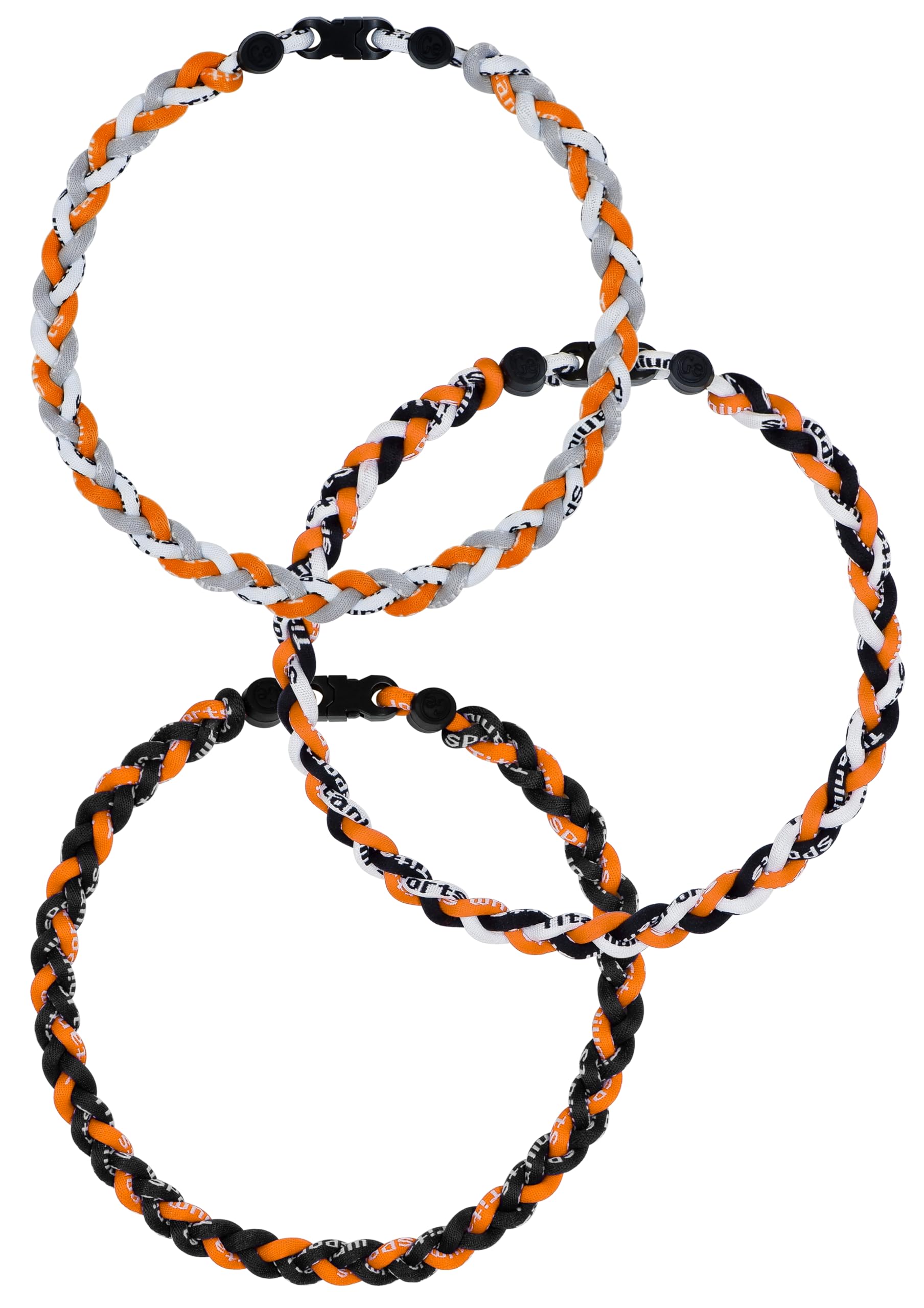 SUPBOMM 3 pcs Baseball Rope Necklaces, League Team Colors Braided Necklace, Baseball Team Gifts, Orioles