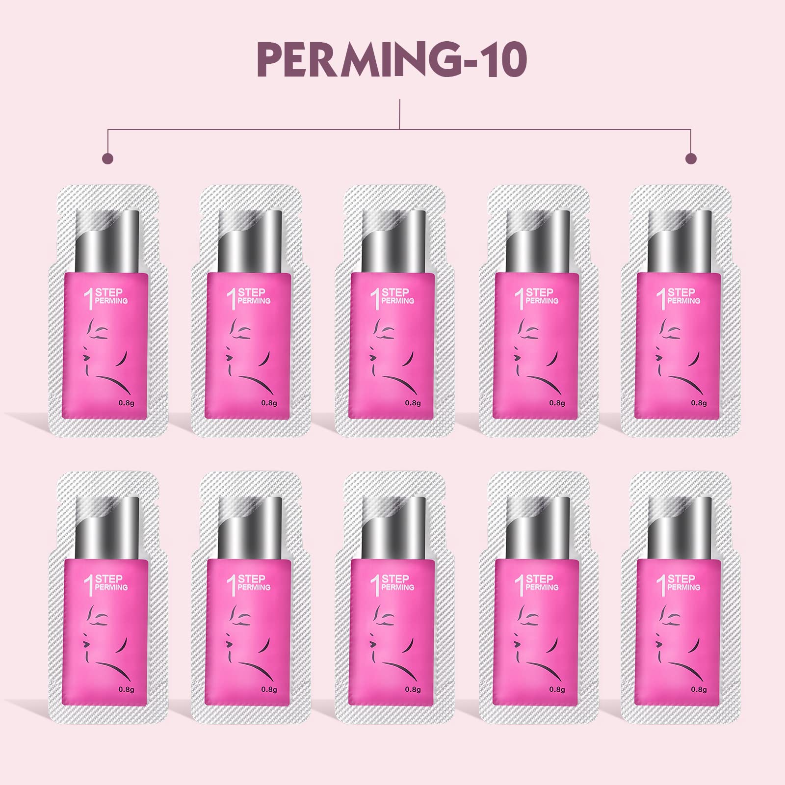 Permania Lash Lift Kit,Separate Steps Products For Salon Or At Home, Steps 10 Sachets Of 0.8G/0.03Oz Each Prep (Step#1)