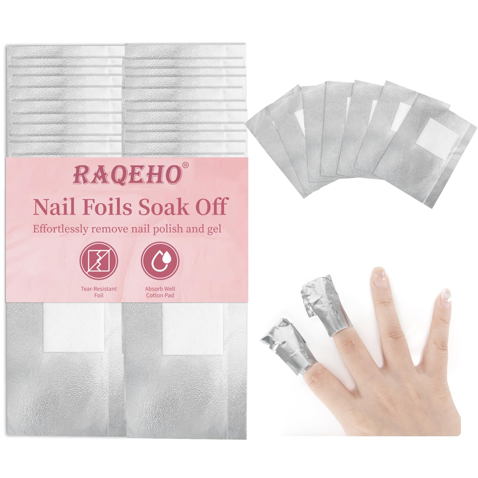 RAQEHO 300 Nail Polish Remover Pads - Nail Foils Soak Off Wraps Sheets Gel Acrylic Glue Polish Remover with Lint Free Cotton Wip