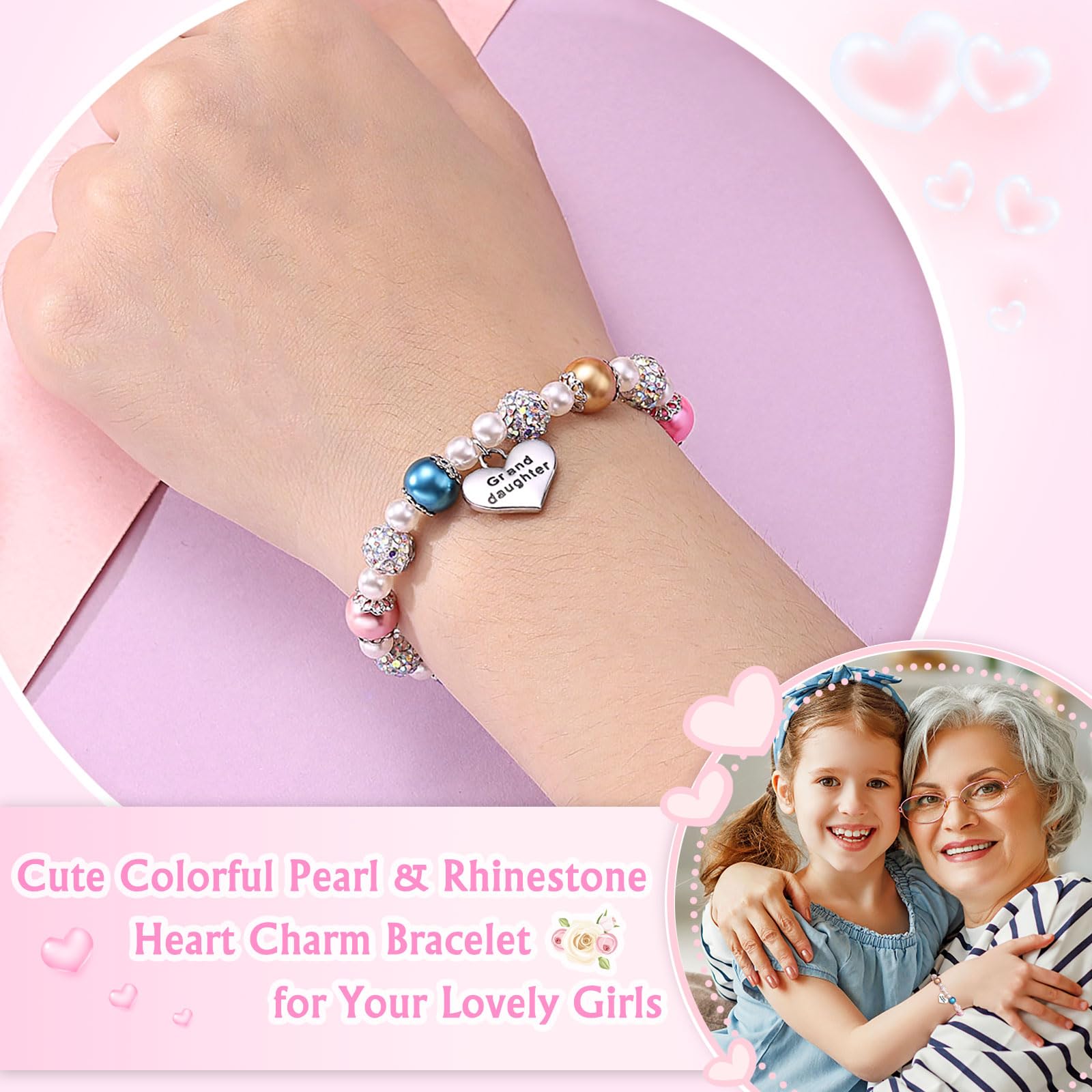 UNGENT THEM Granddaughter Bracelets from Grandma Birthday Valentines Back to School Gifts for Girls Jewelry