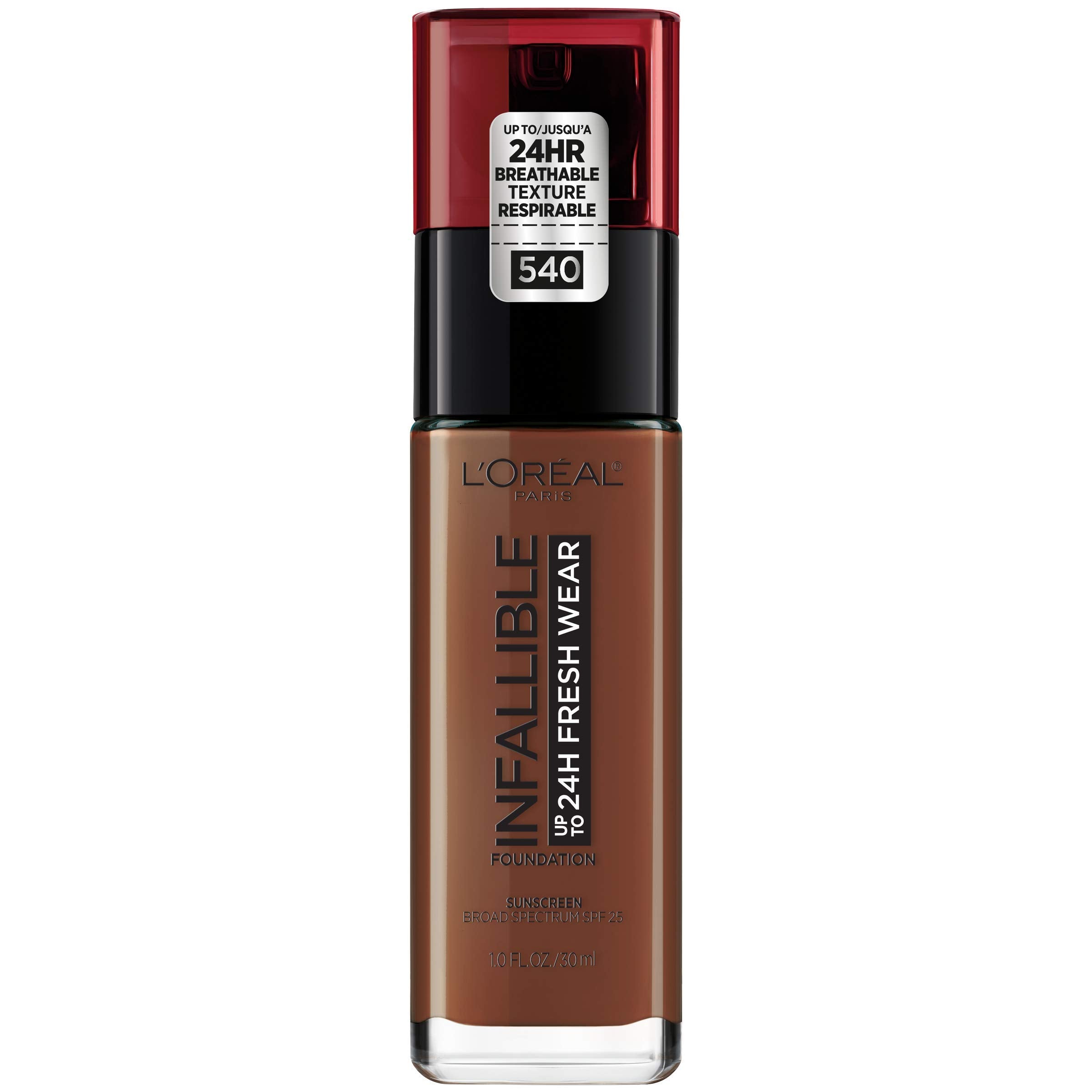 LOreal Paris Makeup Infallible Up to 24 Hour Fresh Wear Lightweight Foundation, Mahogany, 1 Fl Oz.