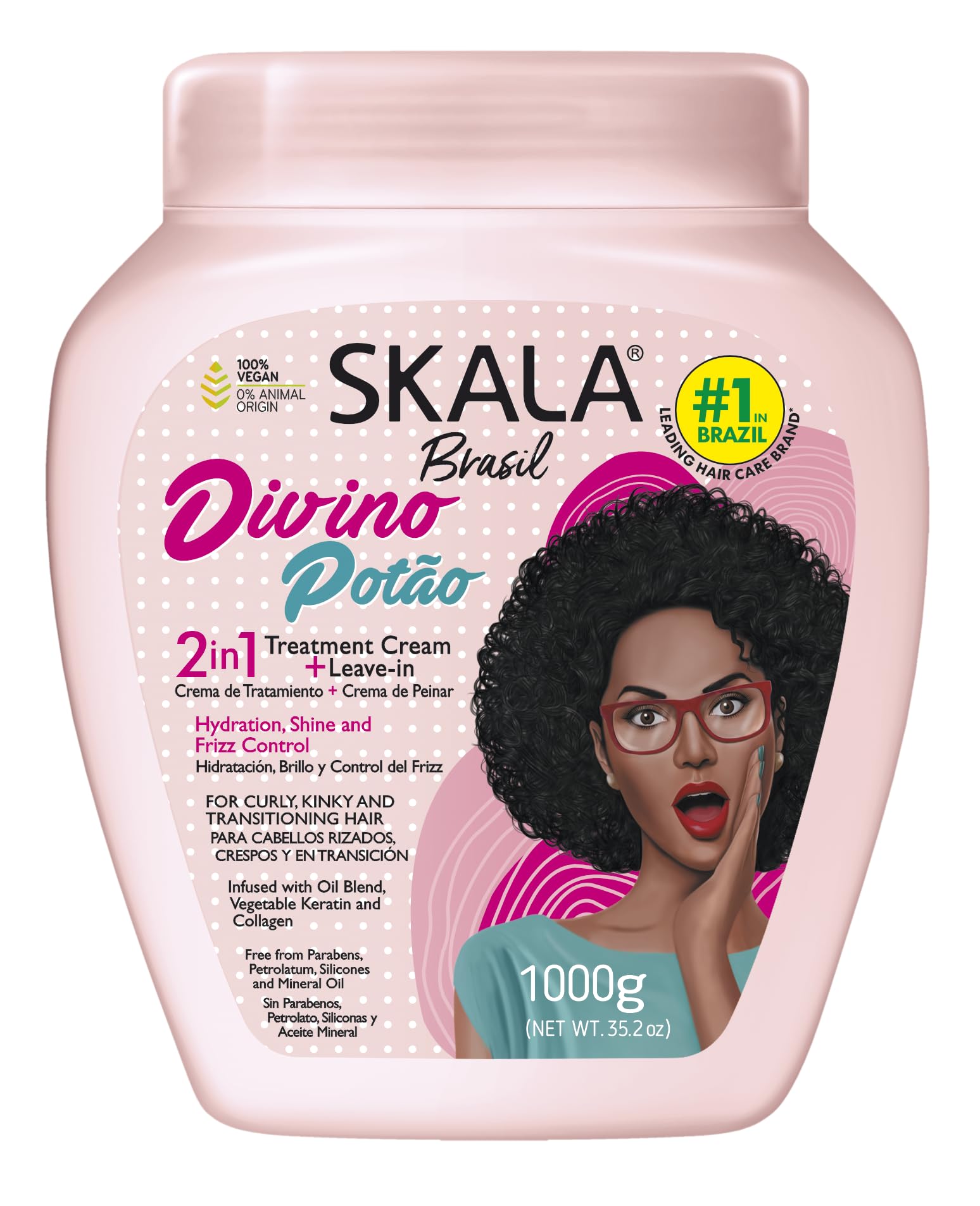 SKALA Brasil Divine Curls 2 in 1 Treatment Cream - Moisturizing Hair Cream for Curly and Wavy Hair - Can Be Used as Conditioner 