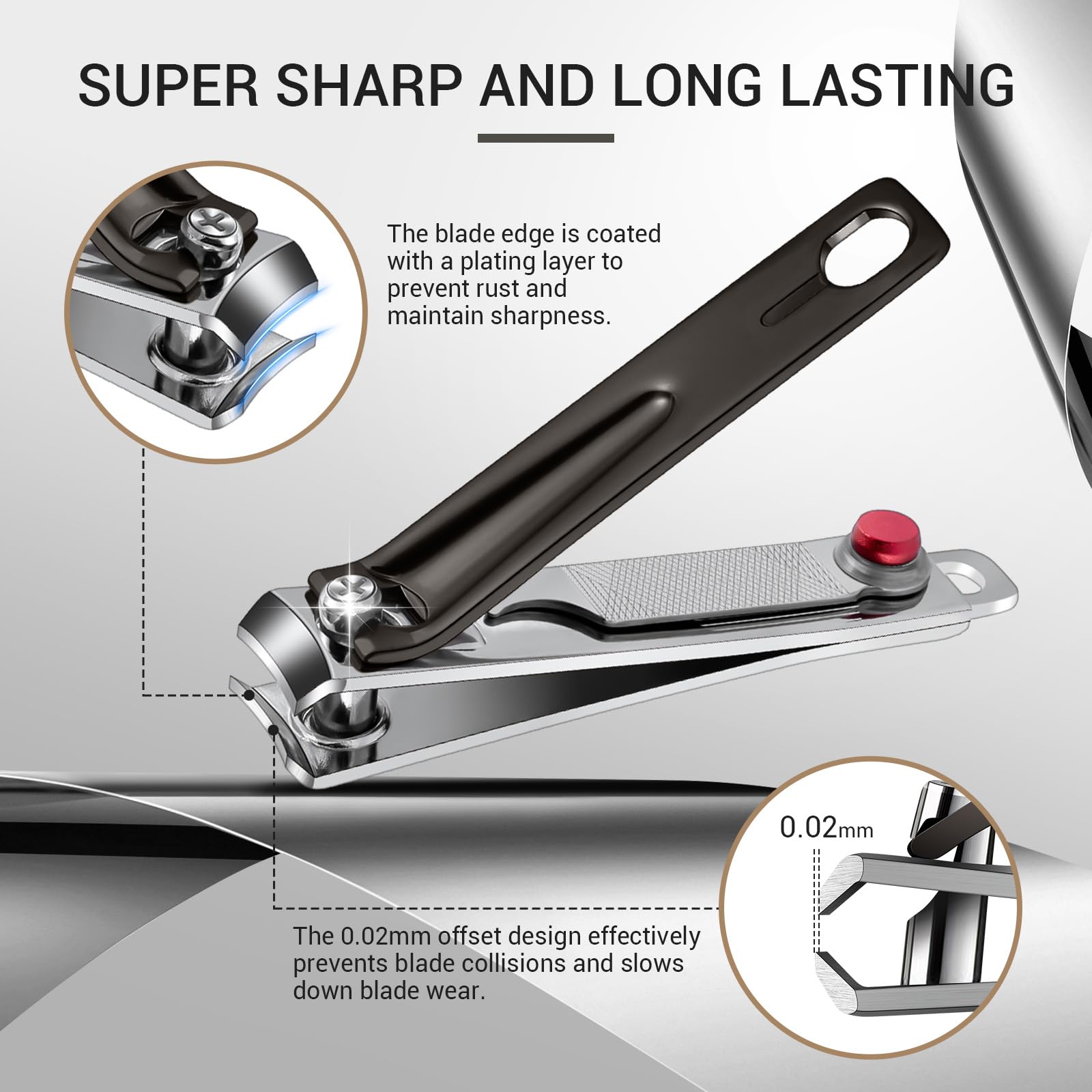 Melodysusie Nail Clippers Set, Ultra Sharp Toenail Clippers With Glass Nail File, 3 In 1 Stainless Steel Nail Clippers For Men W