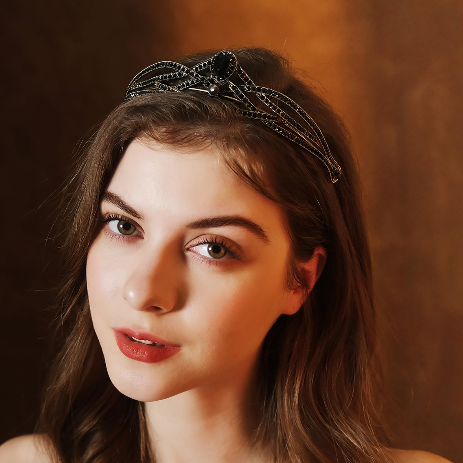 HEWEICSY Black Crown for Women, Baroque Queen Tiara for Women, Vintage Tiara for Wedding, Costume Hair Accessories for Birthday,