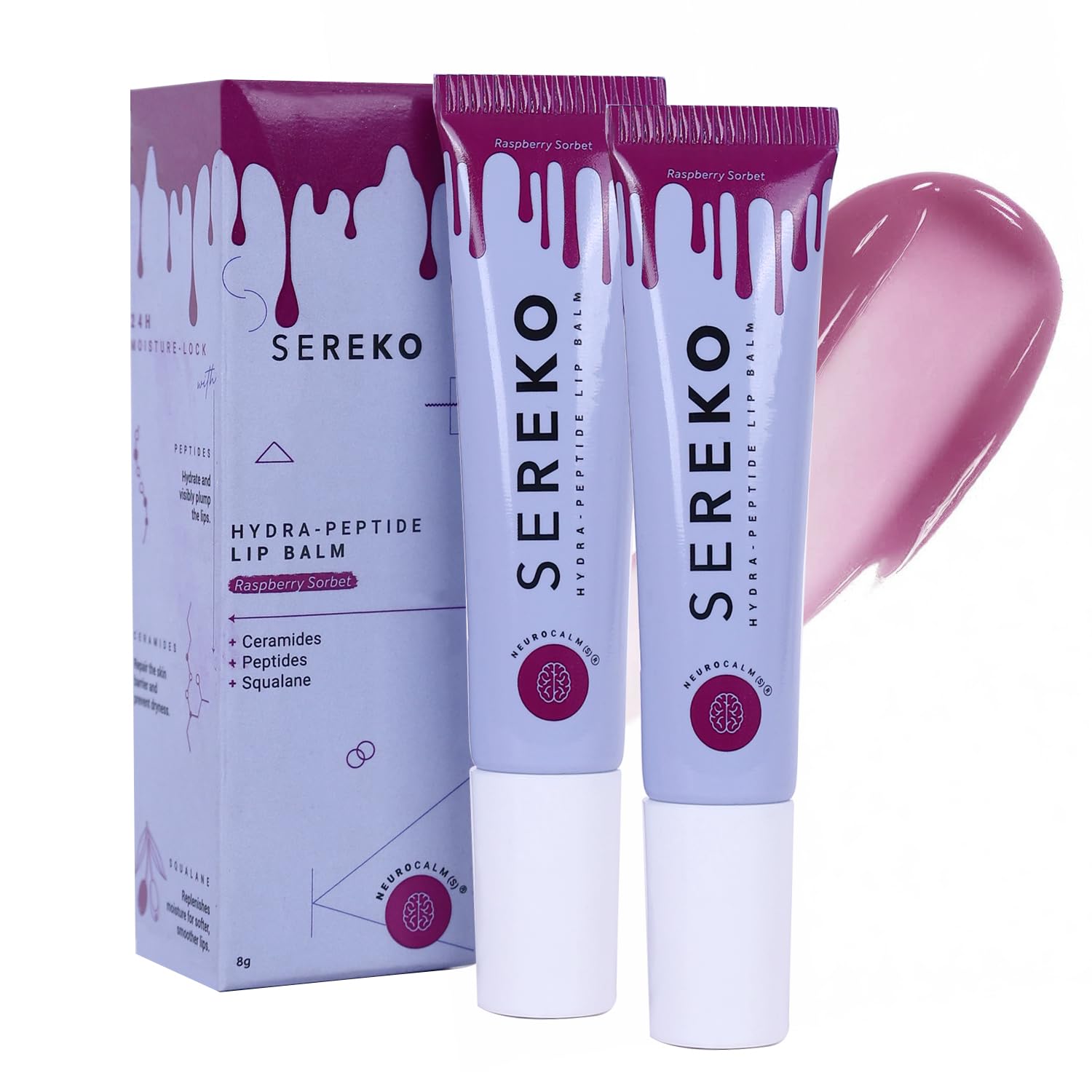 Sereko Hydra Peptide Tinted Lip Balm For Dry & Chapped Lips With Ceramides & Squalane | Long Lasting Hydration, 24H Moisture Loc