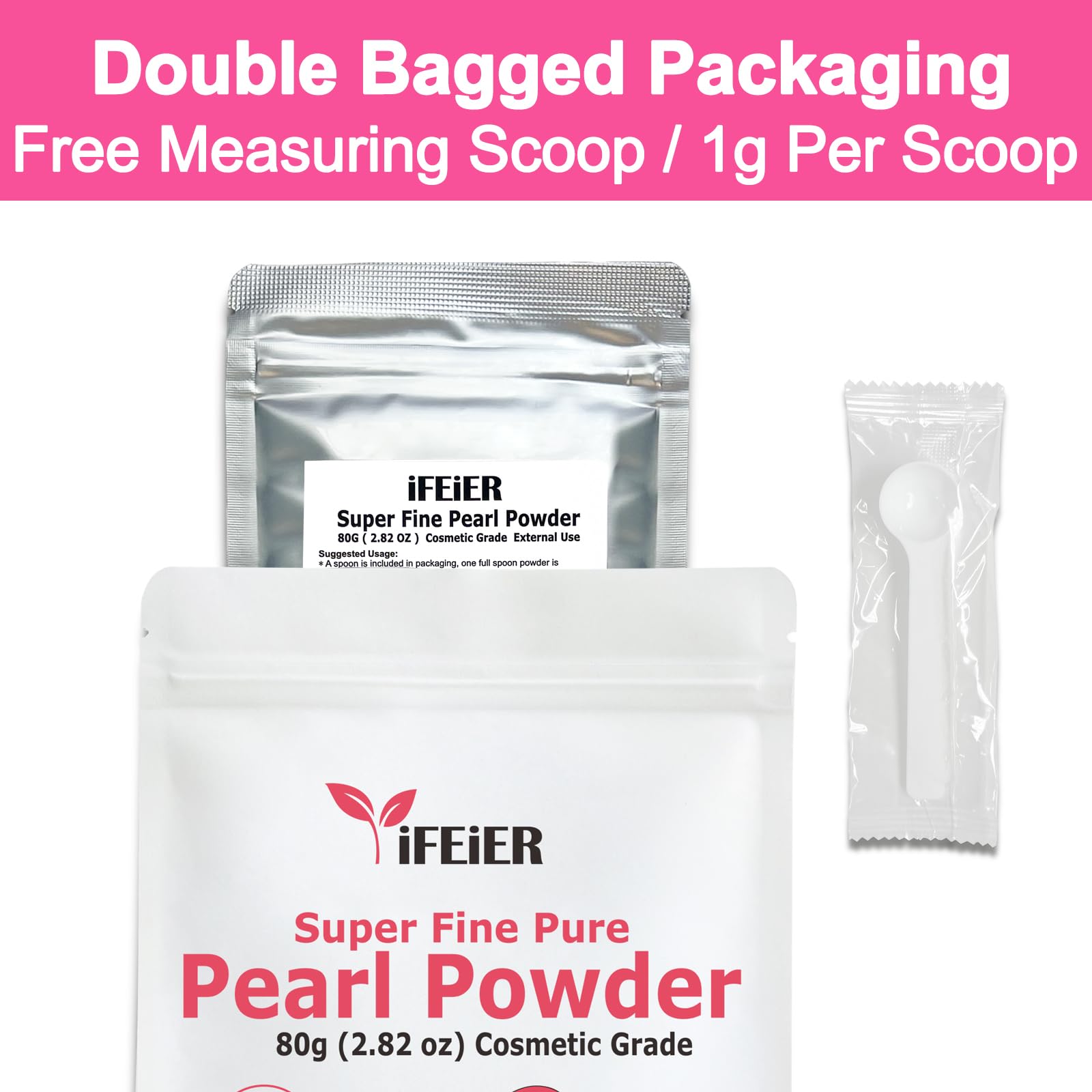 Ifeier Pure Freshwater Pearl Powder For Skincare And Homemade Cosmetics Grade. 80G(2.82Oz) Superfine Pearl Powder For Diy Lotion