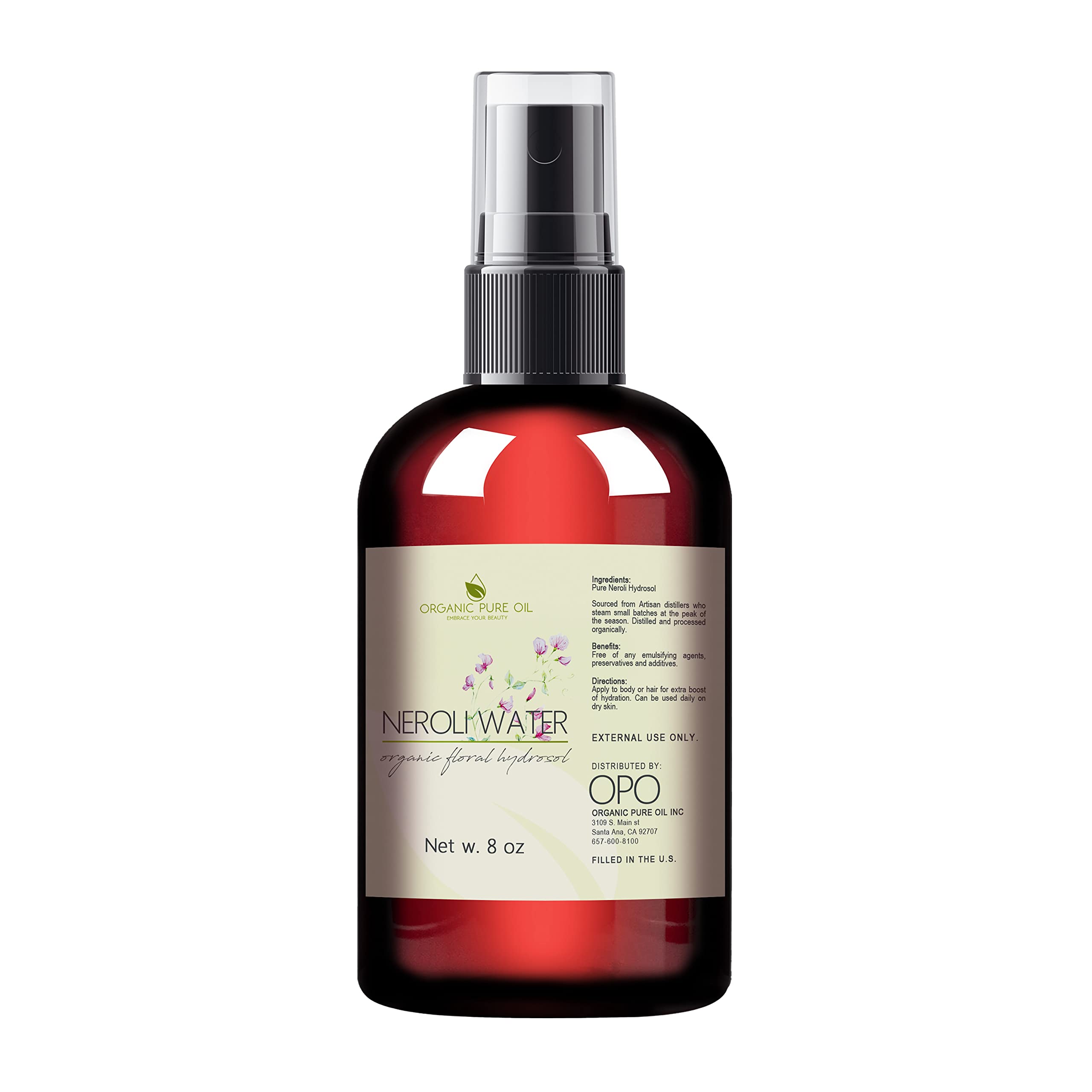 Neroli Water Hydrosol Face Mist Calming 8 oz Spray Toner Aromatherapy Facial Spritz Sprayer Linen Sheets Body Mist Pure Hydrosol