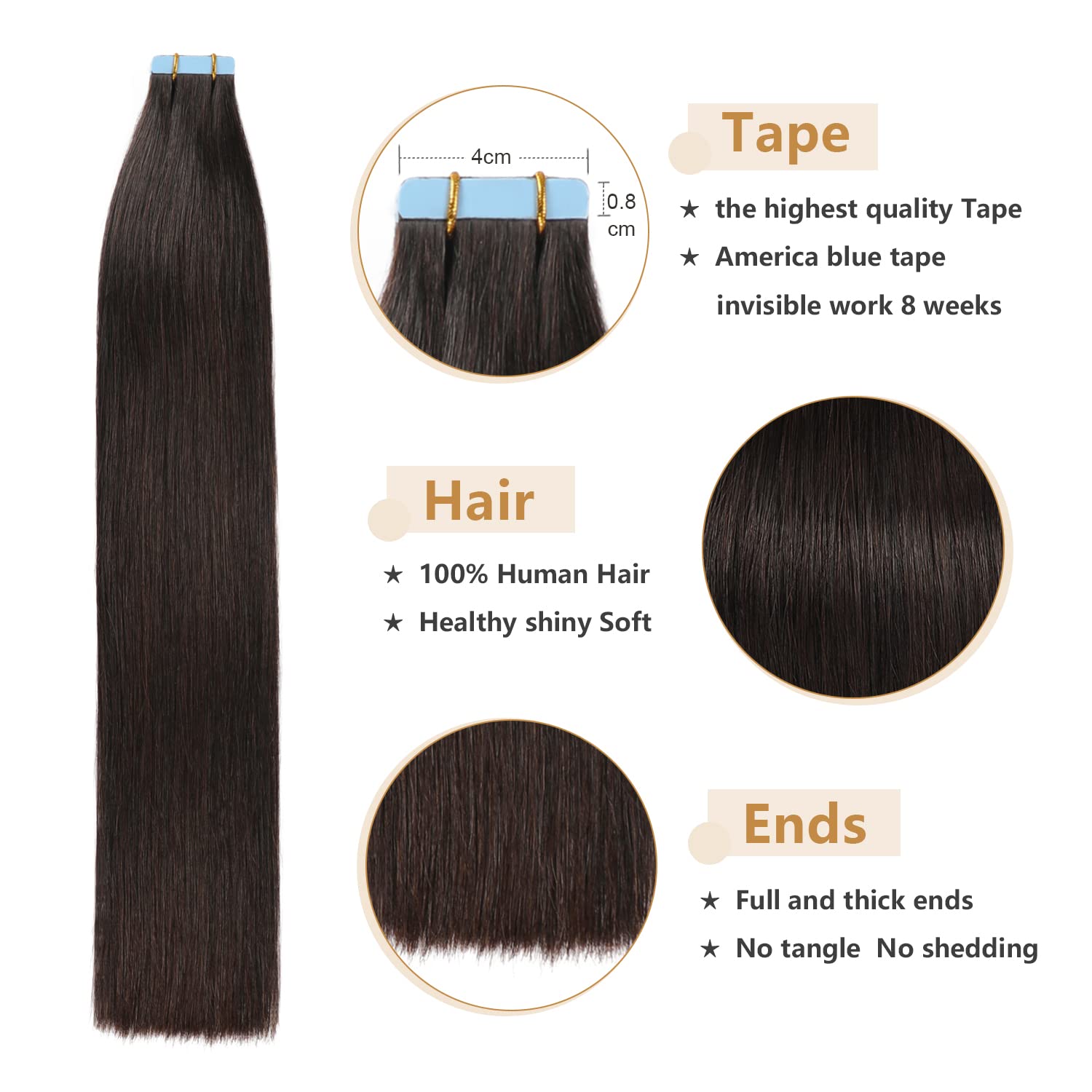 Yilite Tape In Hair Extensions 24 Inches 20Pcs 50G Silky Straight Tape In Human Hair Extensions Off Black Color Real Human Hair