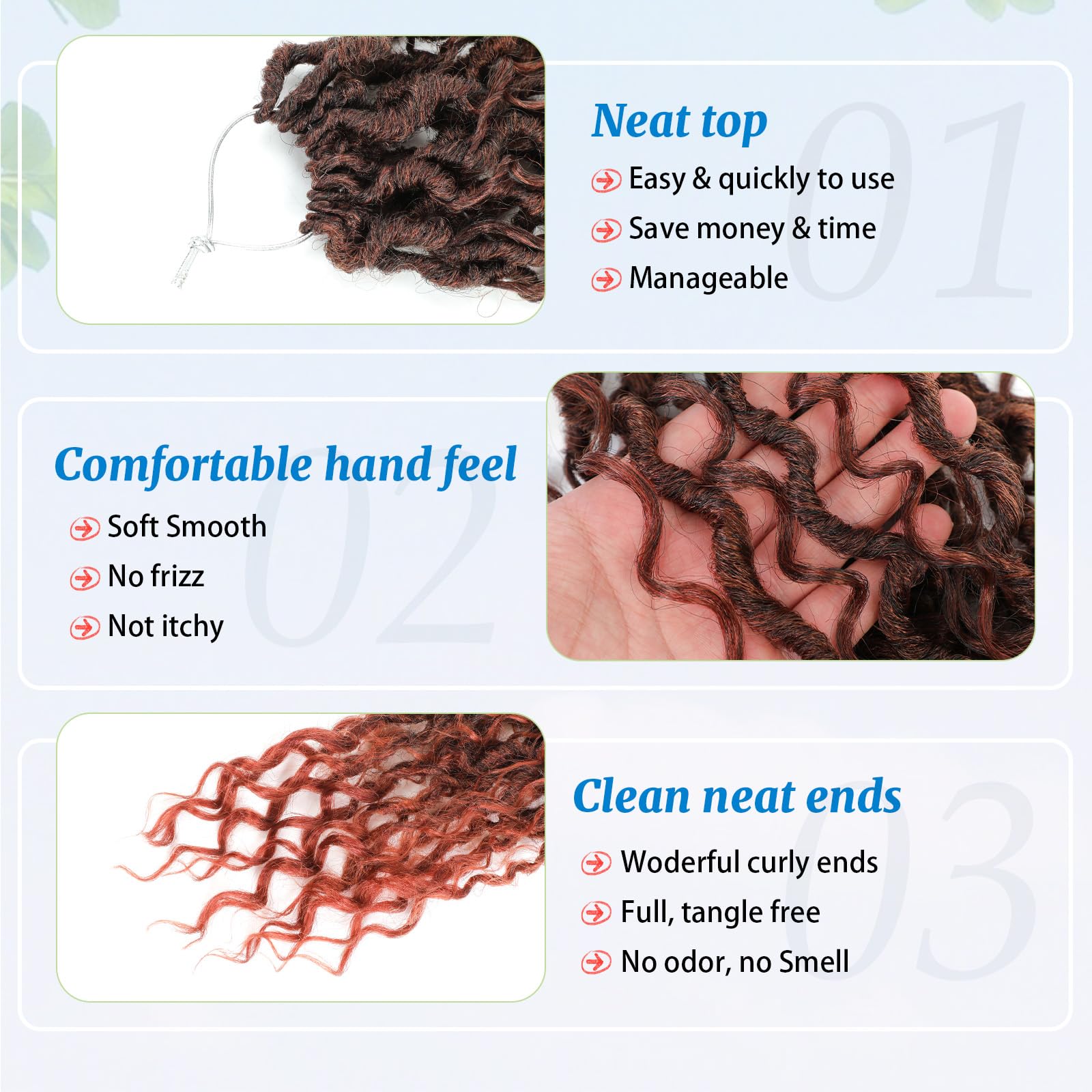 Forevery Goddess Locs Crochet Hair 14 Inch Goddess Faux Locs Crochet Hair for Black Women 6 Packs, Ginger Crochet Locs With Curl