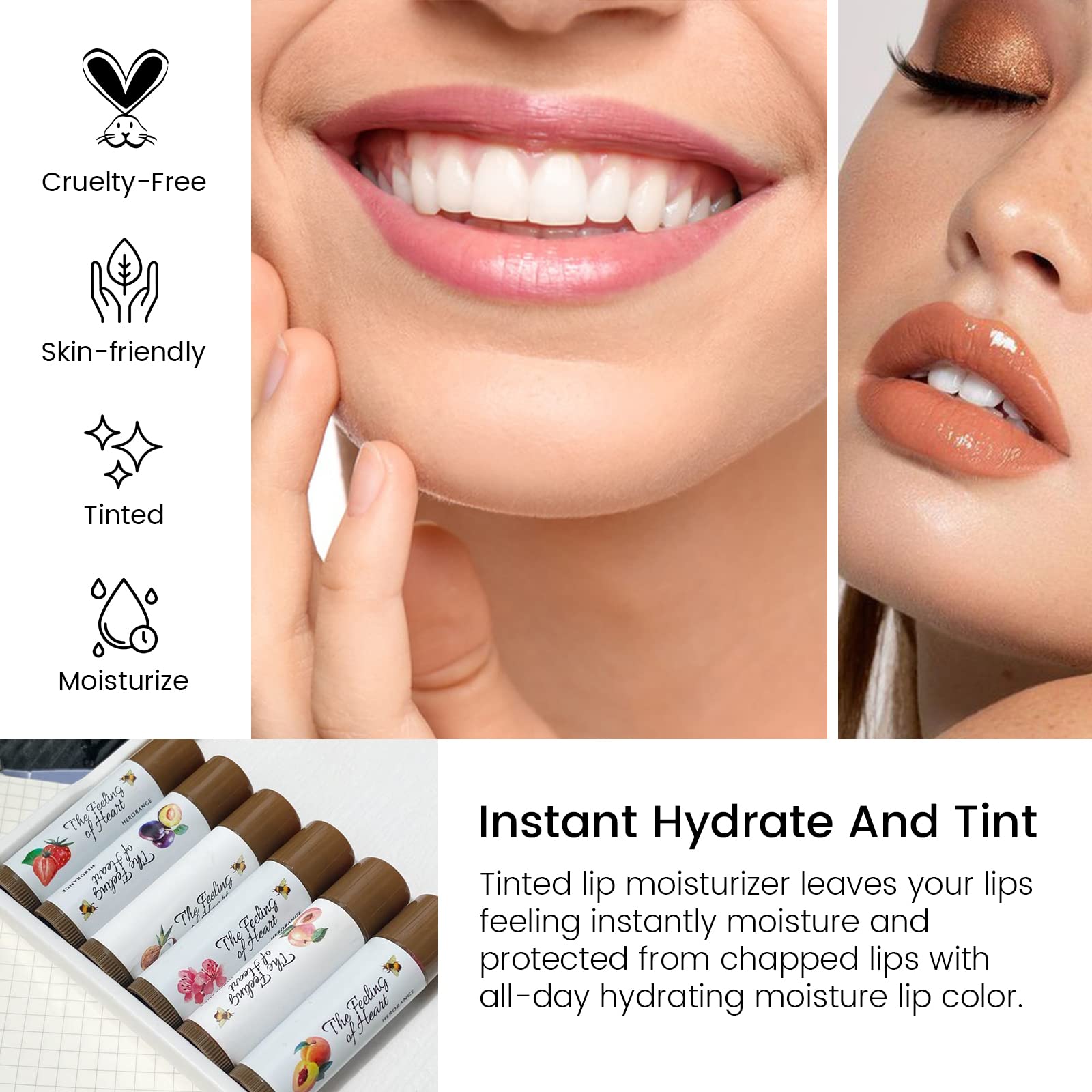 FREEORR Tinted Lip Balm, Tinted Chapstick 2 in 1 Moisturizing Lip Balm and Buildable Lipstick, Instant Hydration Chapped Lips an