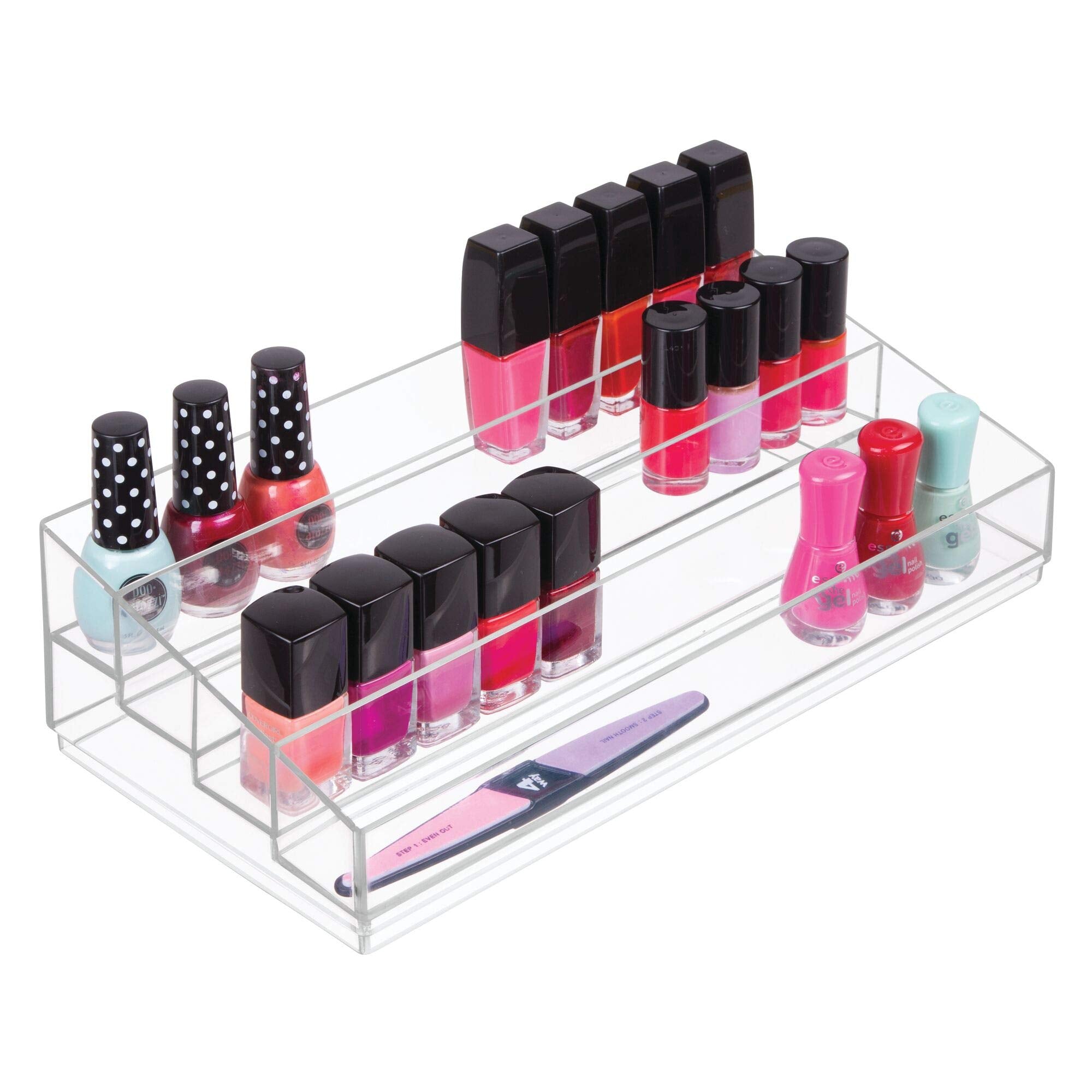 iDesign Tiered Cosmetics & Nail Polish Organizer, The Clarity Collection - 12.75 IN X 6.5IN X 3.75 IN, Clear