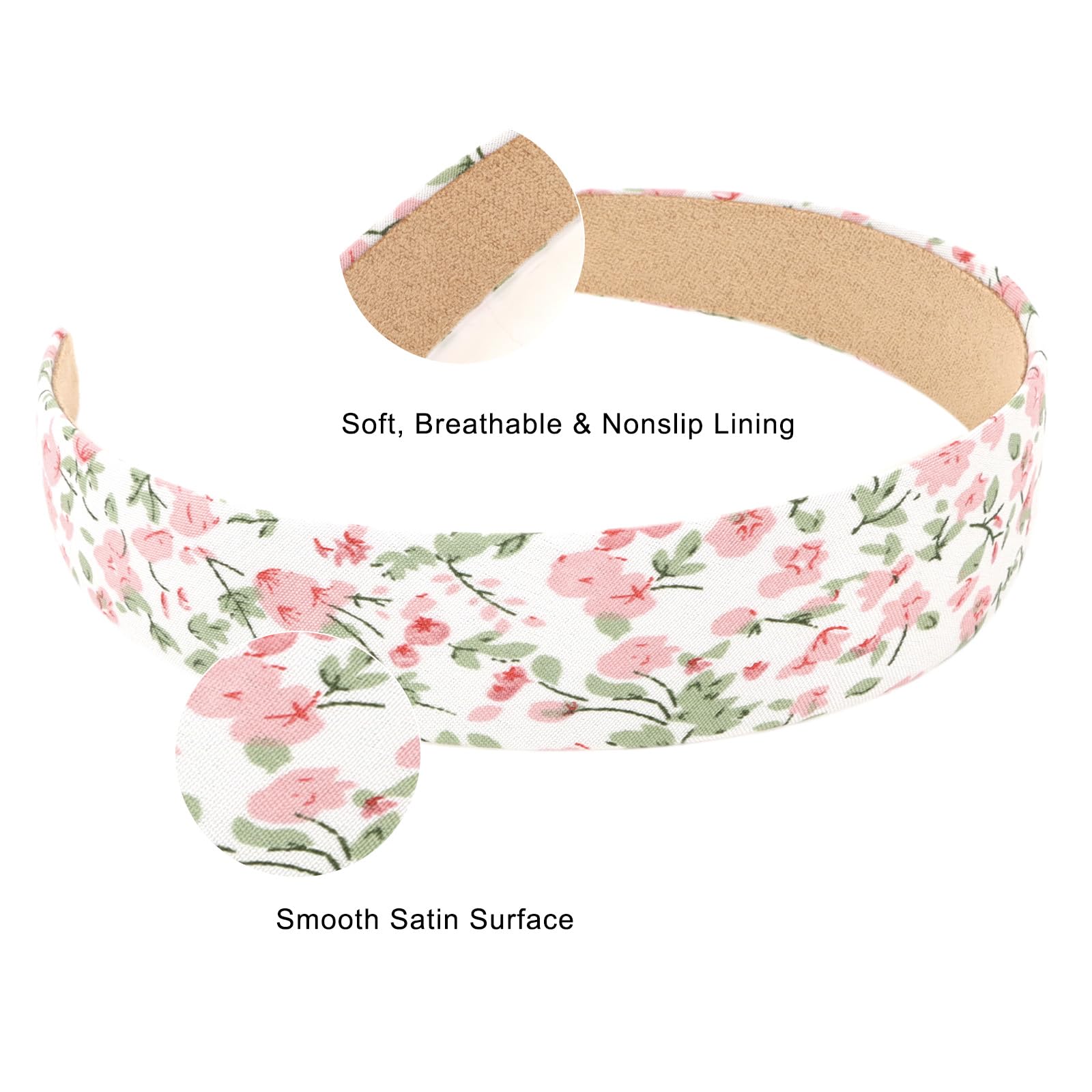Wecoe 12pcs Headbands For Women 1.2 Inch Wide Satin Headbands Thin Fabric Cloth Headbands Cute Boho Headbands Fashion Trendy Hea