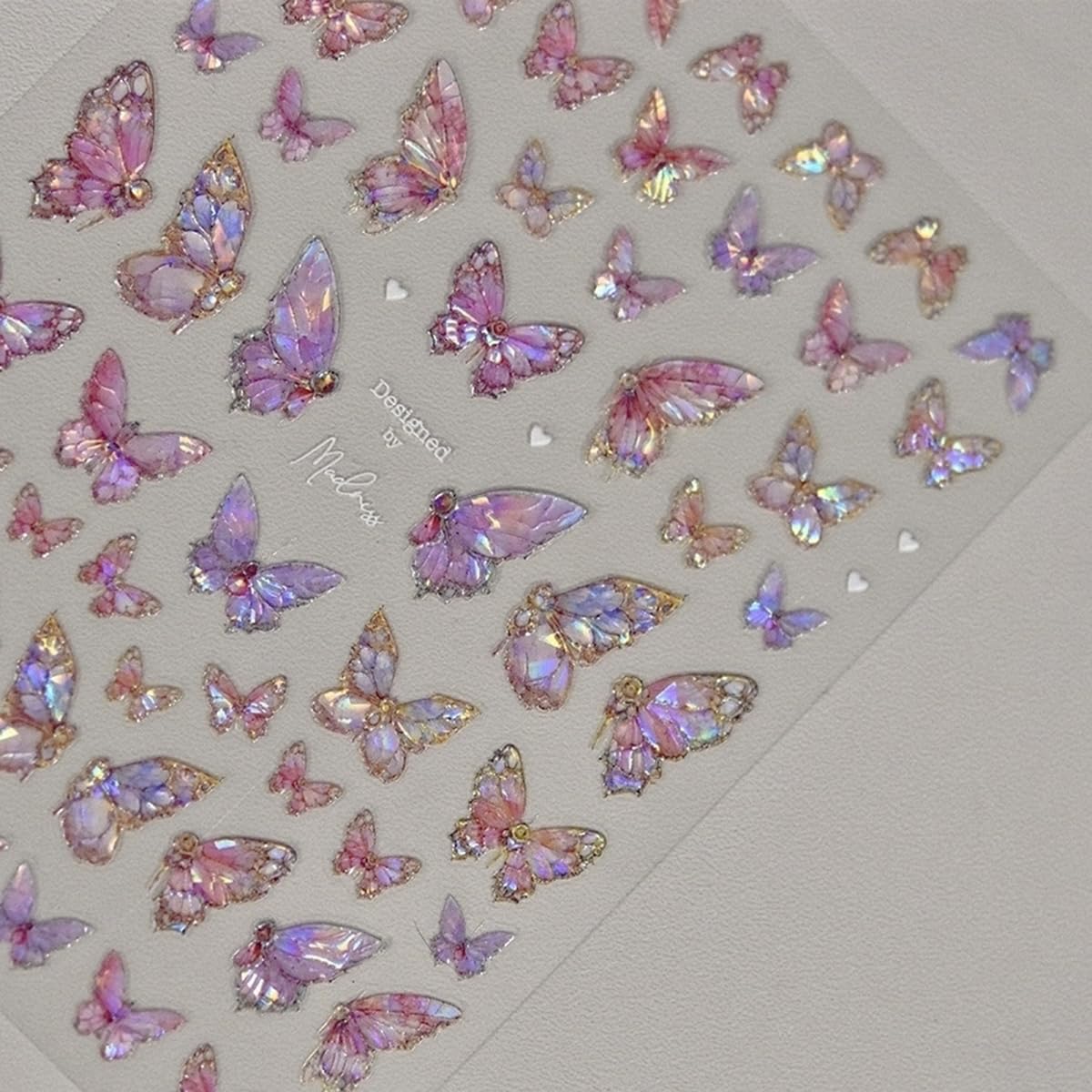 Butterfly Nail Art Stickers Decals Pink Butterfly 5D Embossed Nail Decals Shell Light Butterfly Nail Designs Adhesive Sticker Ma