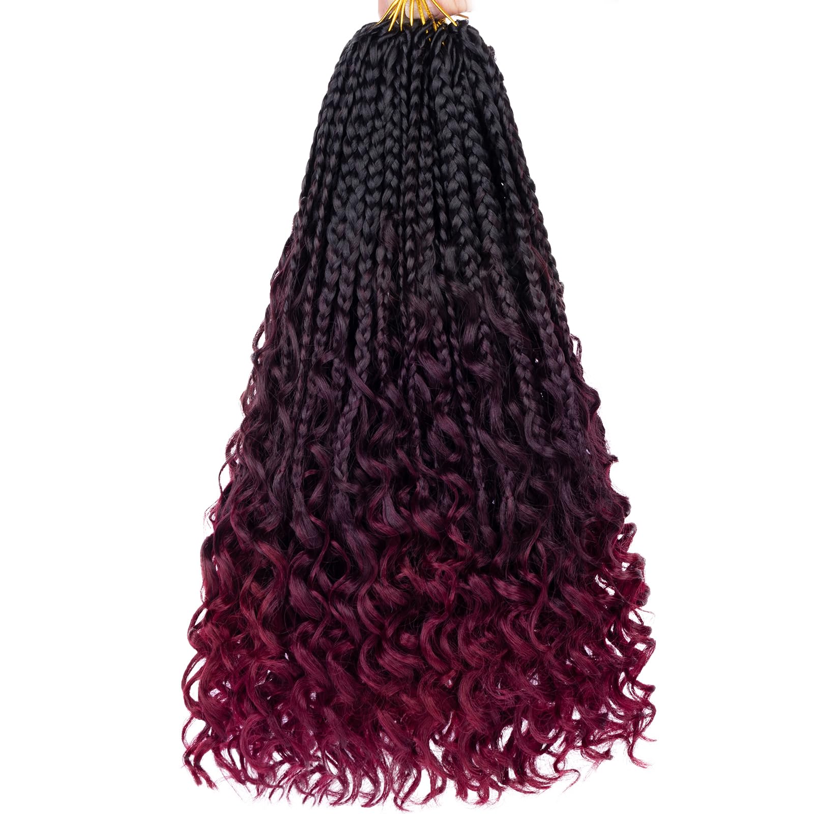 Unionbeauty 14 Inch Boho Box Braids Crochet Hair Goddess Box Braids Crochet Hair with Curly Ends 8 Packs Bohemian Box Braids Cro
