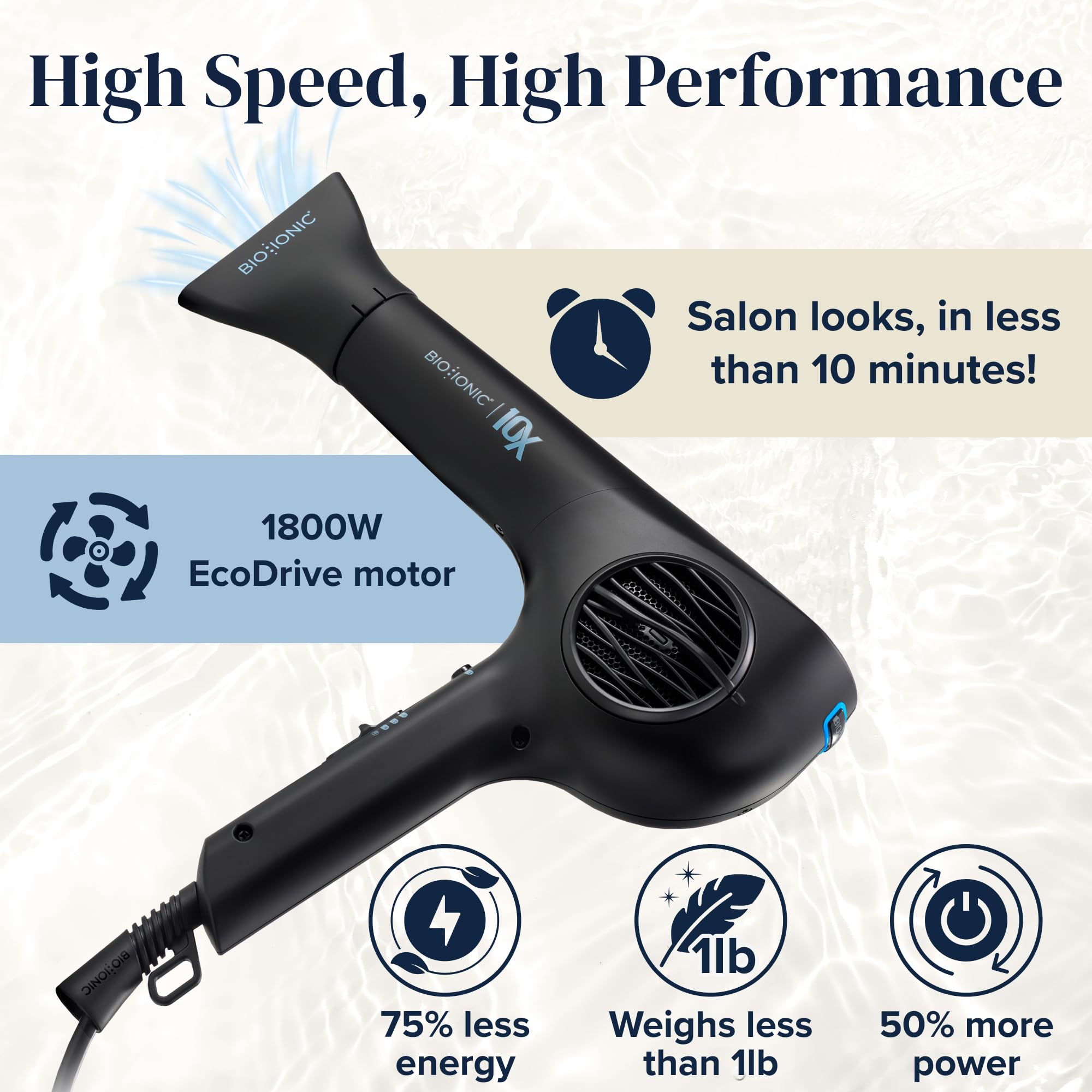 Bio Ionic 10X Pro Ultra Light Speed Dryer - Black Hair Dryer 1 Pc