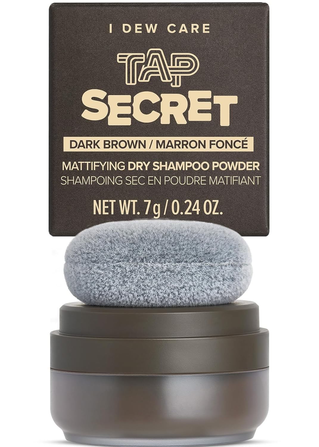 I Dew Care Dry Shampoo Powder - Tap Secret Dark Brown | With Betaine, Black Ginseng, Non-Aerosol, Benzene-Free, Mattifying Root