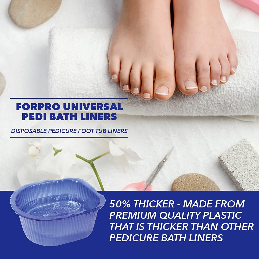 Forpro Universal Pedi Bath Liners - 50% Thicker - Fit Footsie Bath Plus Foot Bath, Disposable Pedicure Foot Tub Liners For Foot