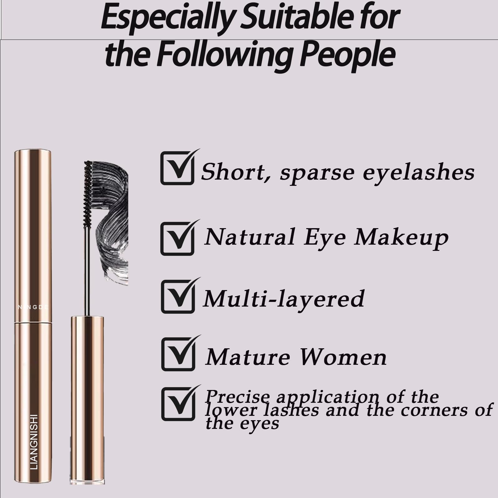 Black & Brown Mascara for Fine Short Lash & Older Women & Mulit-layered Lashes, Ultimate Length Volumizing Lower Bottom Lashes M