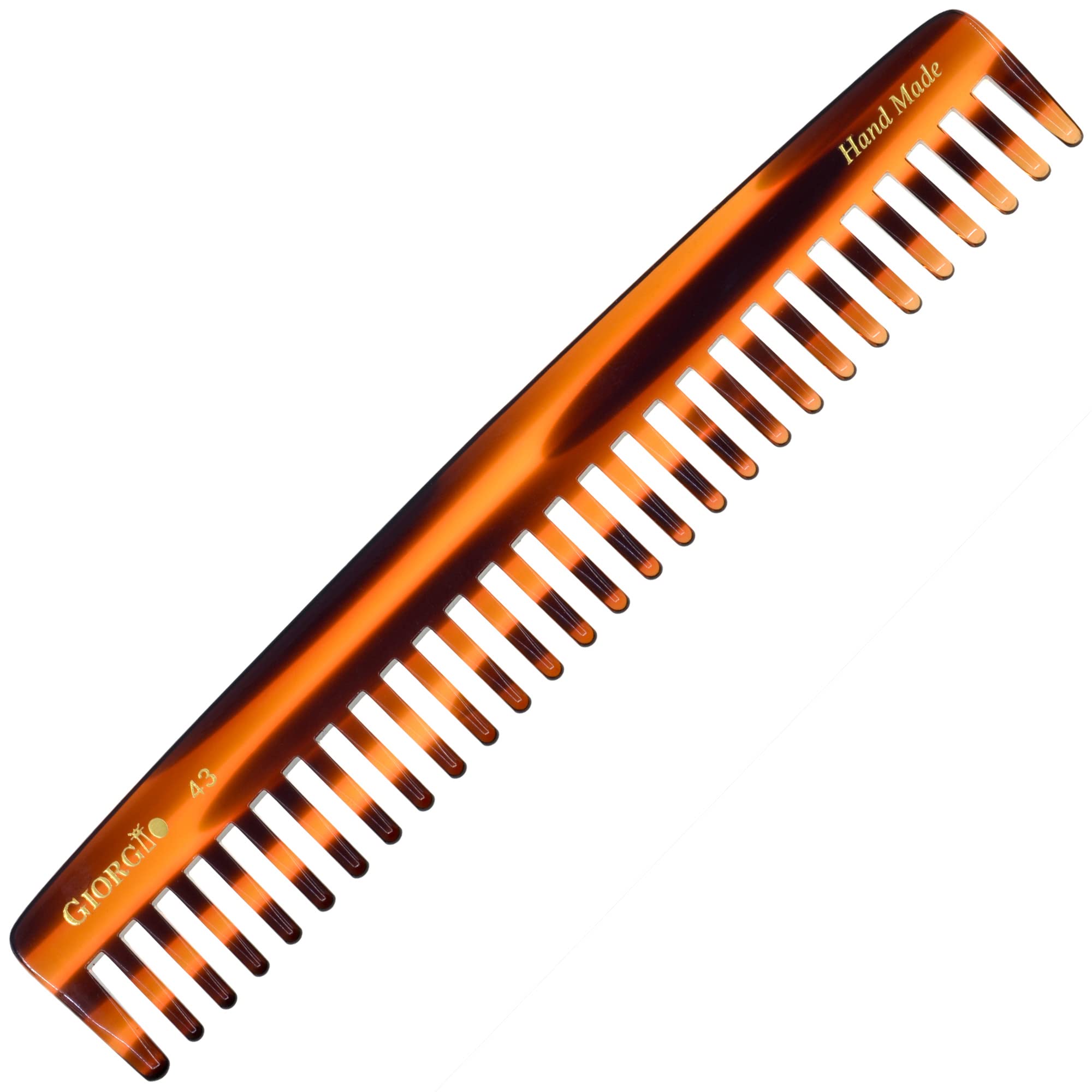 Giorgio G43 Large 7.25 Inch Hair Detangling Comb, Wide Teeth for Thick Curly Wavy Hair. Long Hair Detangler Comb For Wet and Dry