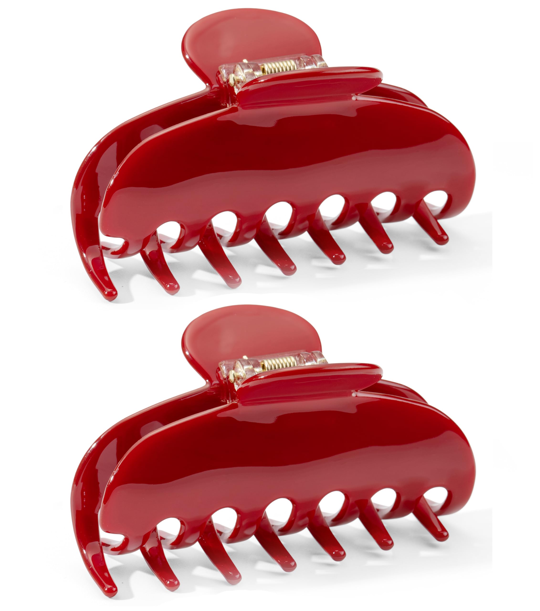 2Pcs Cute Acetate Hair Claw Clip for Women, 3.3 Inch Medium Big Cherry Red Claw Clips for Thin & Medium Thick Hair, (2pcs-cherry