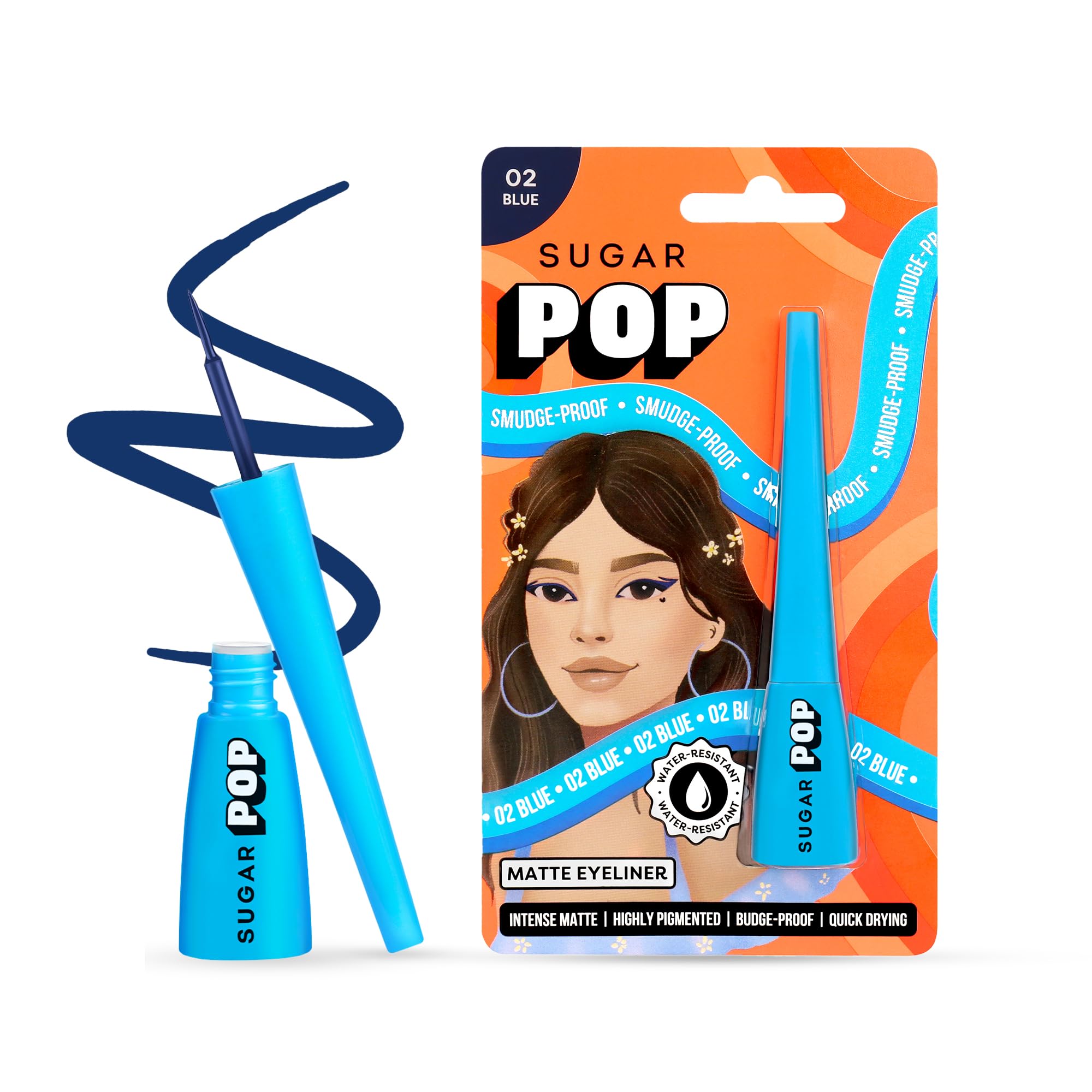 Sugar Pop Matte Eyeliner | Enriched With Castor Oil | Smudge-Proof | Waterproof | Up To 24 Hours | 4.5Ml - 02 Blue