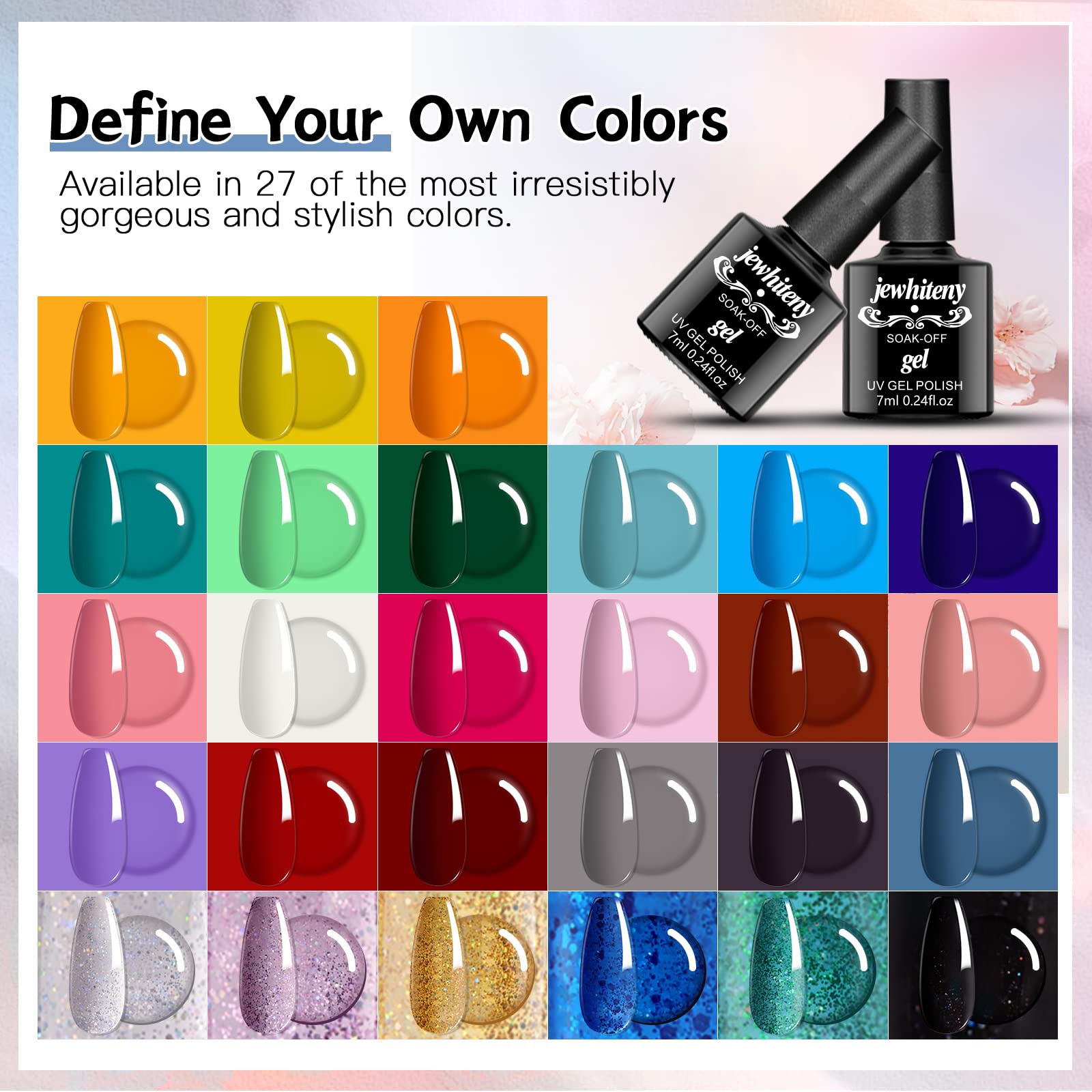 27 Colors Gel Nail Polish Kit With U V Light, 120W U V Led Nail Dryer Lamp Curing Gel Nail Polish Set Popular Gel Nail Polish Se