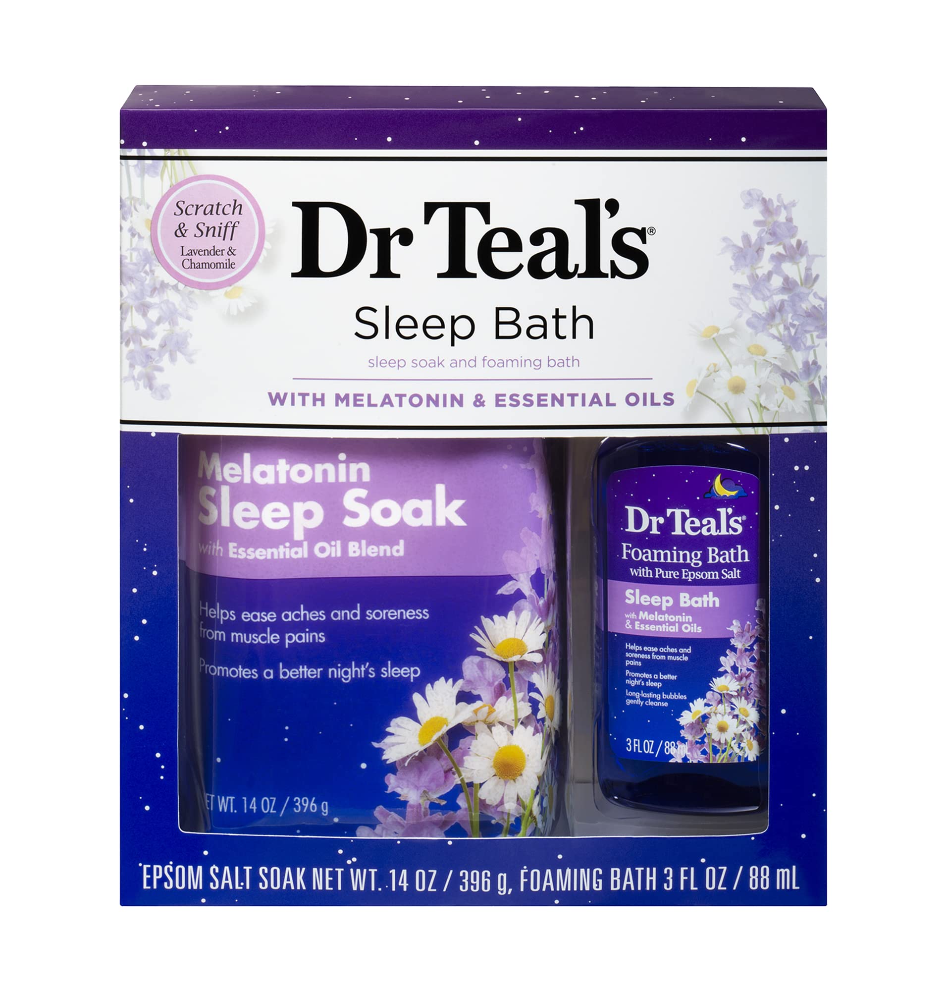 Dr Teals Melatonin Sleep Soak Epsom Salt Solution And Foaming Bath Gift Set
