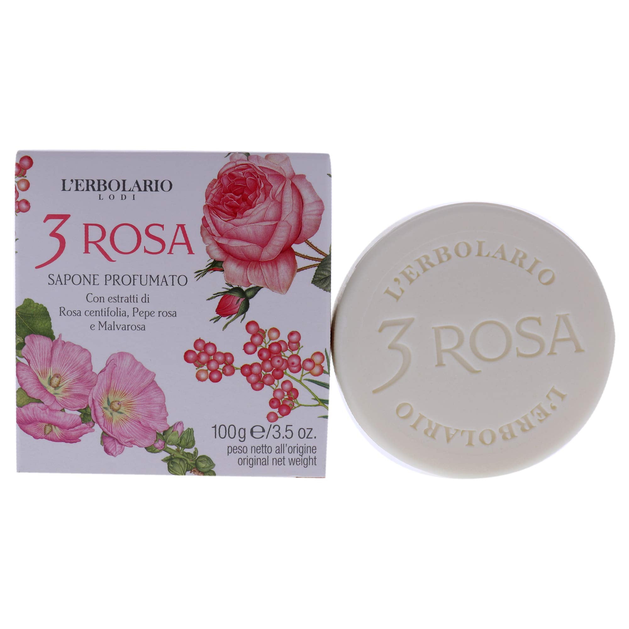 3 Rose Perfumed Bar Soap By Lerbolario For Unisex - 3.5 Oz Soap