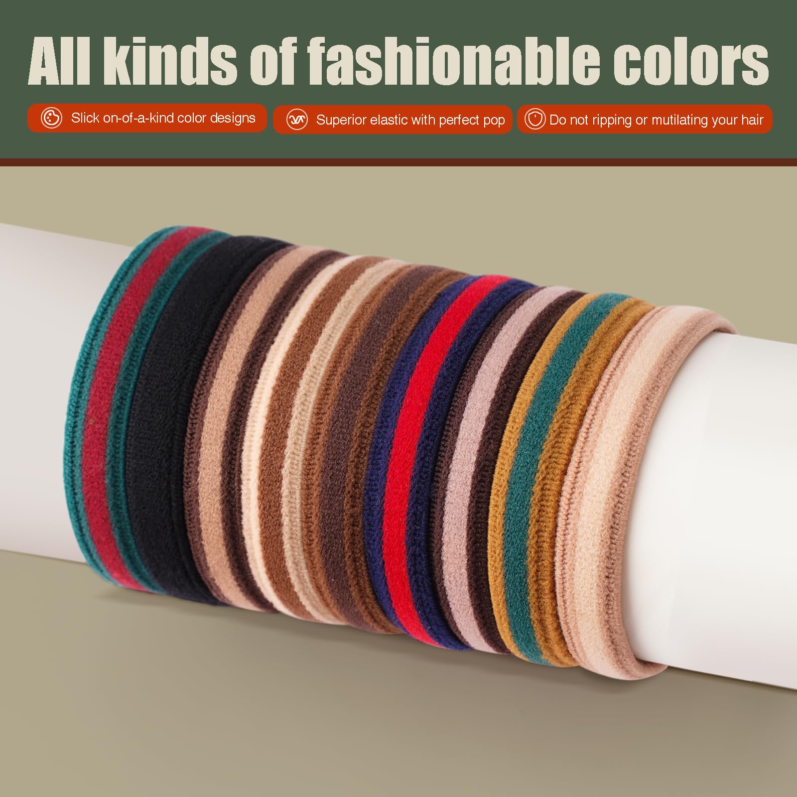 EasYoung Braided Mens Hair Ties For Men, For Buns Curly Thick Dense Hair Elastic Hair Ties For Guys, No damage No Crease Breakag