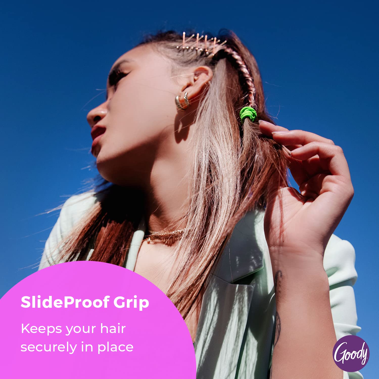 Goody Slideproof Women's Bobby Pin - 48 Count, Crimpled Black - 2 Inch Pins Help Keep Hairs In Place - Pain-Free Hair Accessorie