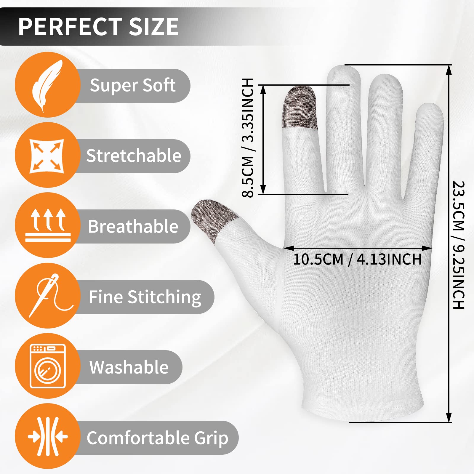 4 Pairs Touch Screen Moisturizing Gloves White Cotton Moisturizing Gloves Overnight Bedtime Heal Eczema Sleeping Lotion Hand Spa
