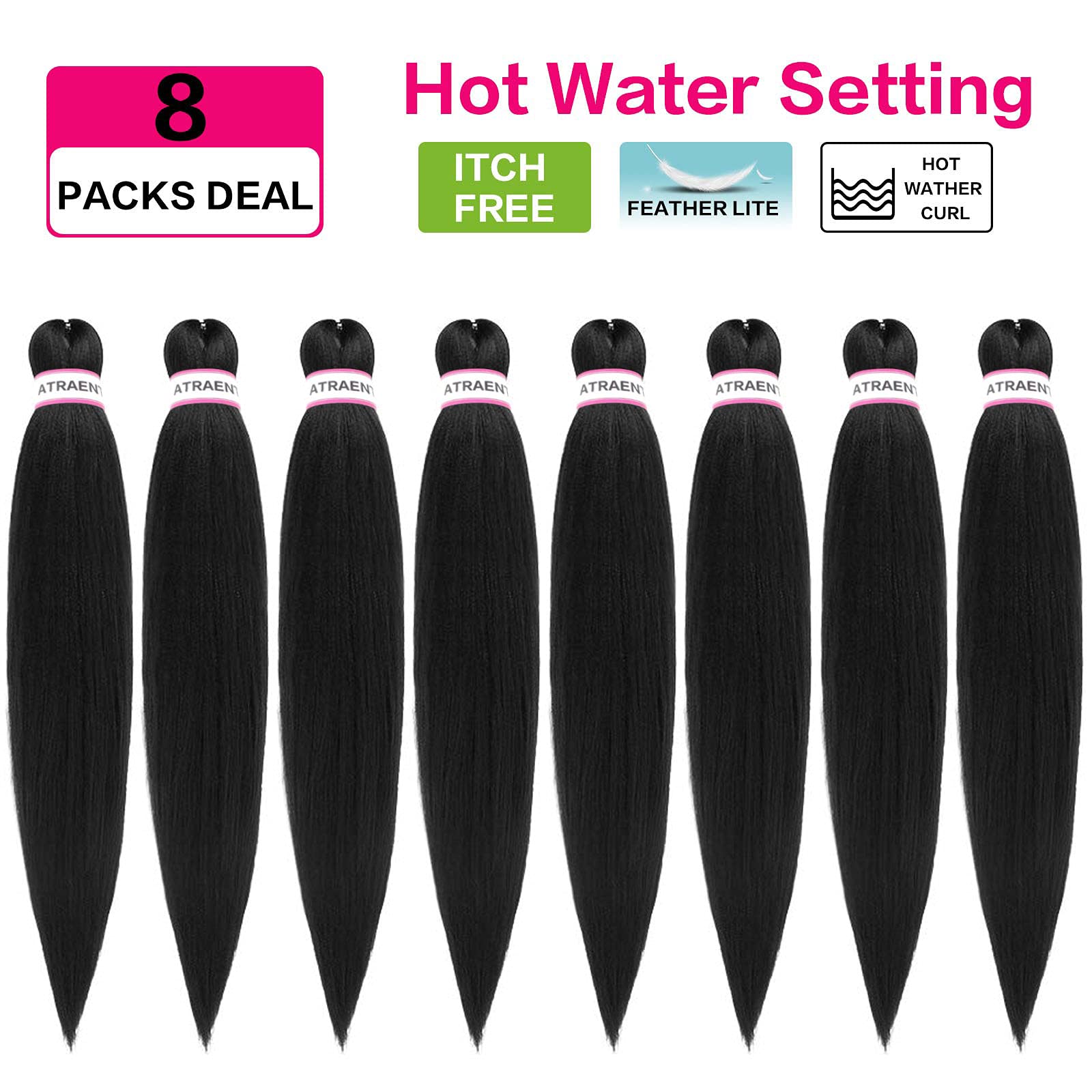Atraente Pre Stretched Braiding Hair 18 Inch 8 Packs Prestretched Braiding Hair Professional Synthetic Braids Hair Extension Itc