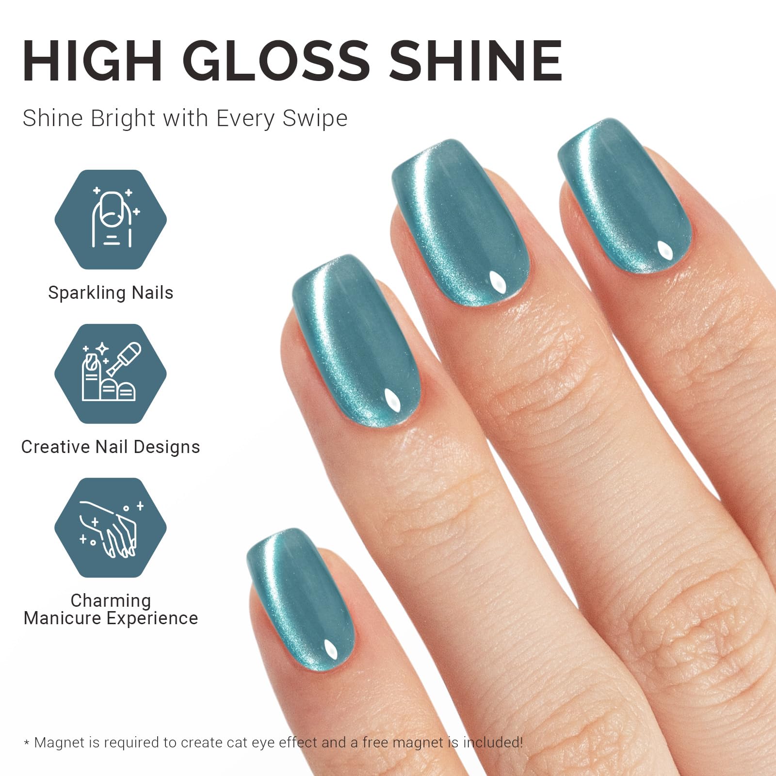 MelodySusie Silky Cat Eye Gel Nail Polish, Mermaid Blue Glitter Holographic Magnetic Nail Polish with Magnet, 0.5 Fl Oz UV Nail