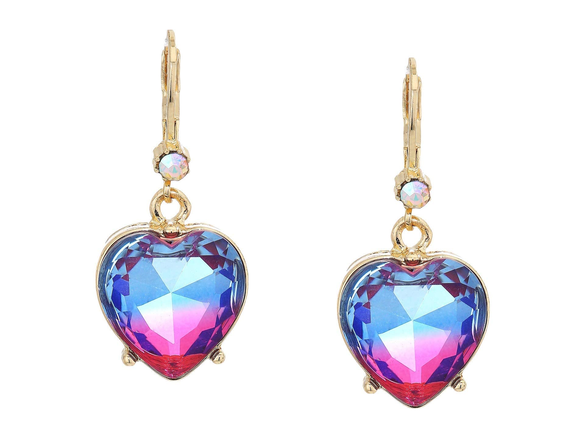 Betsey Johnson Ombre Stone Heart Drop Earrings