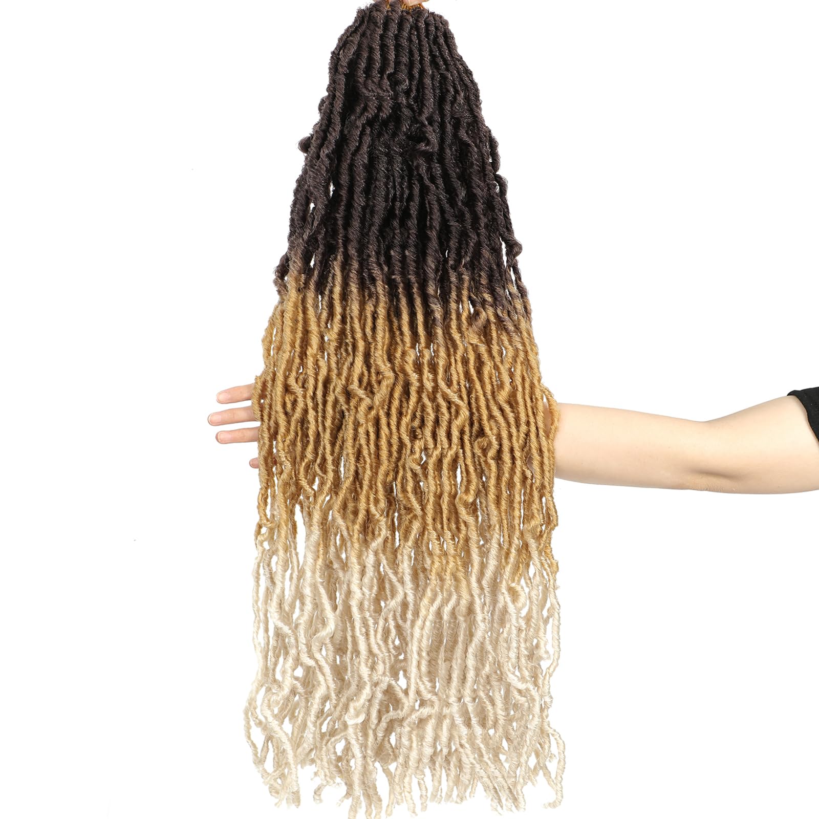 Faux Locs Crochet Hair Ombre Soft Locs 30 Inch 7 Packs Long Crochet Locs Blonde Locs Pre looped Synthetic Hair Extensions (30 In