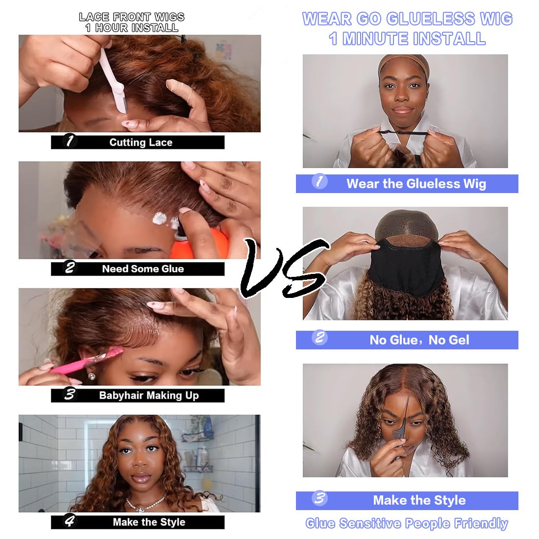 4Girl4Ever Highlight Glueless Wigs Human Hair Pre Plucked Pre Cut 6X4 Honey Blonde Deep Wave Lace Closure Wear And Go Glueless W