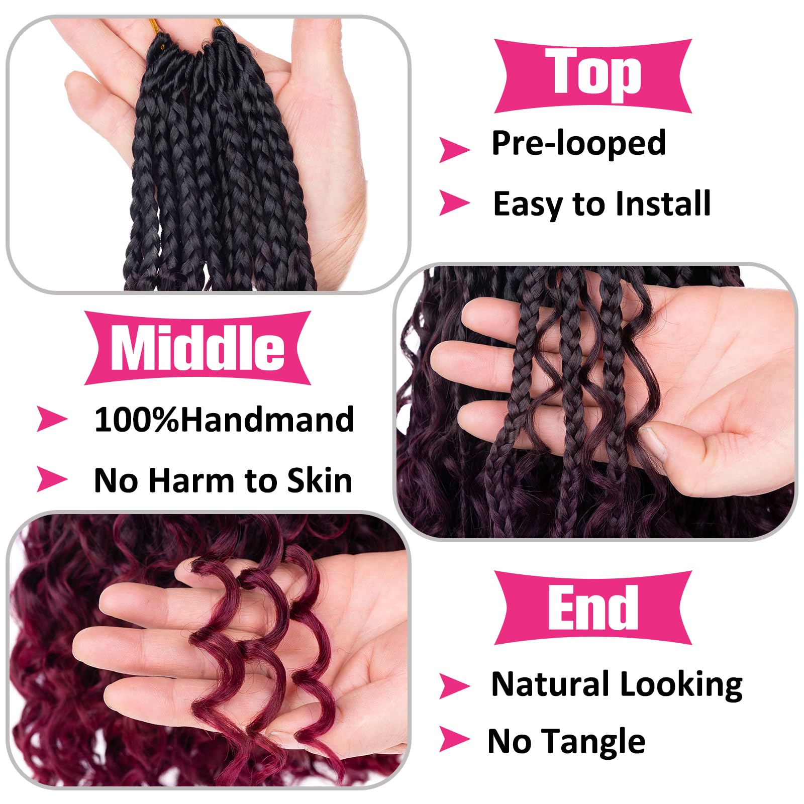 Unionbeauty 14 Inch Boho Box Braids Crochet Hair Goddess Box Braids Crochet Hair With Curly Ends 8 Packs Bohemian Box Braids Cro
