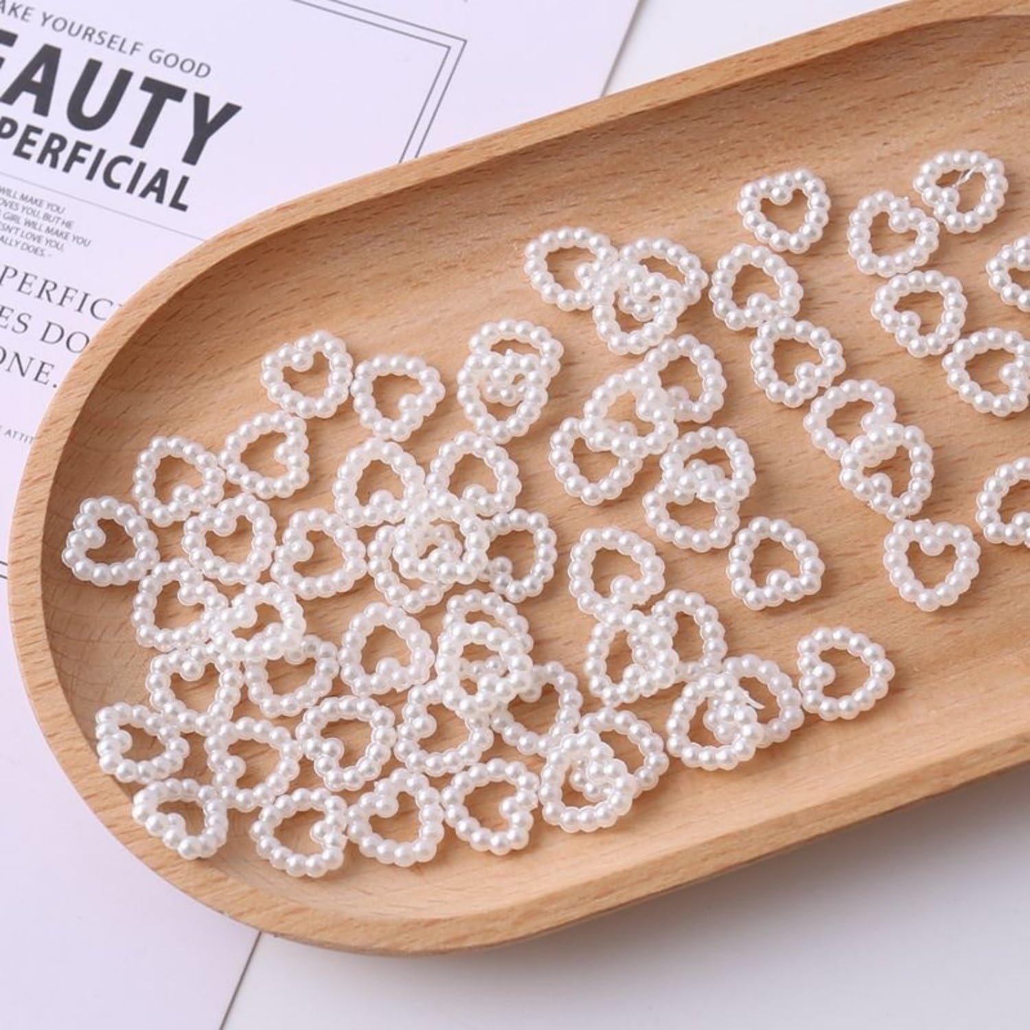 100Pcs Hearts Nail Charms Valentine'S Day Nail Design Rhinestones Charms Cute Hollow Pearls Heart Nail Art Charms Flat Back Resi