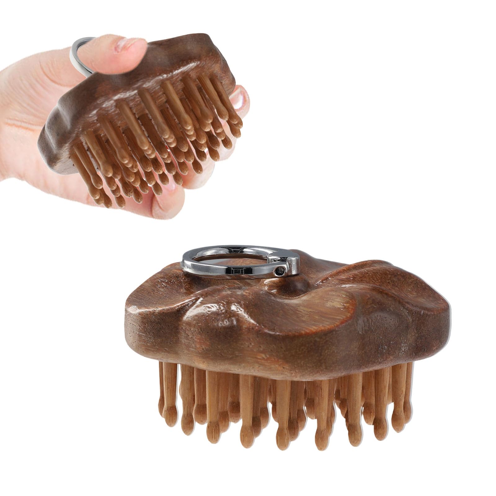 PKRFCJ 61Tooth Wooden Scalp Massager, Bamboo Brush for Hair Growth, Sandalwood Comb for Body Relief, Suitable for Meridian Mass