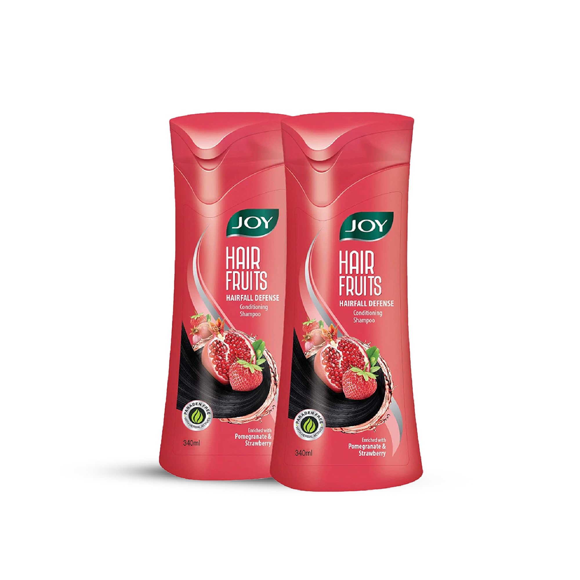 Joy Hair Fruits Hairfall Defense Conditioning Shampoo Enriched With Pomegranate & Strawberry (2 X 340Ml)
