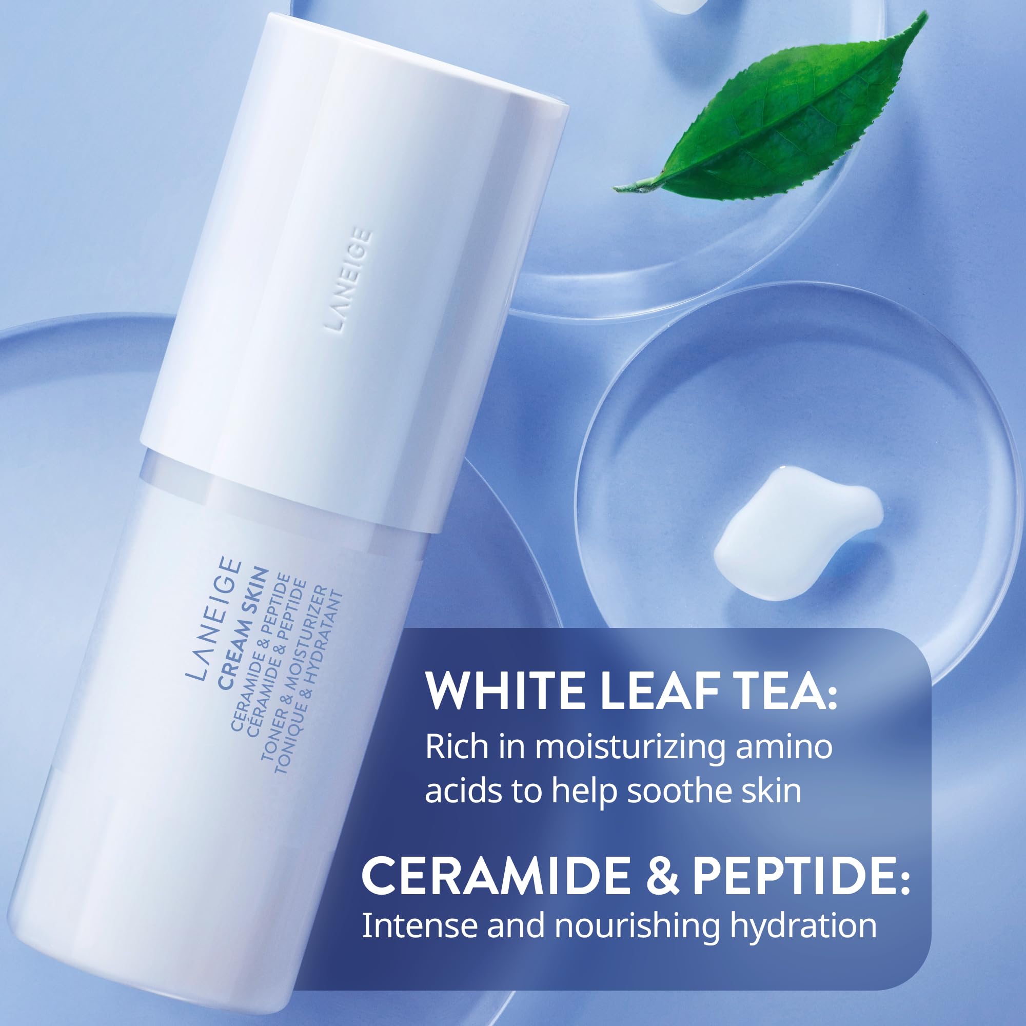 Laneige Mini Cream Skin Toner & Moisturizer: 2-In-1 Amino Acid Rich Liquid, Soothe, Hydrate, And Strengthen Skin'S Moisture Barr