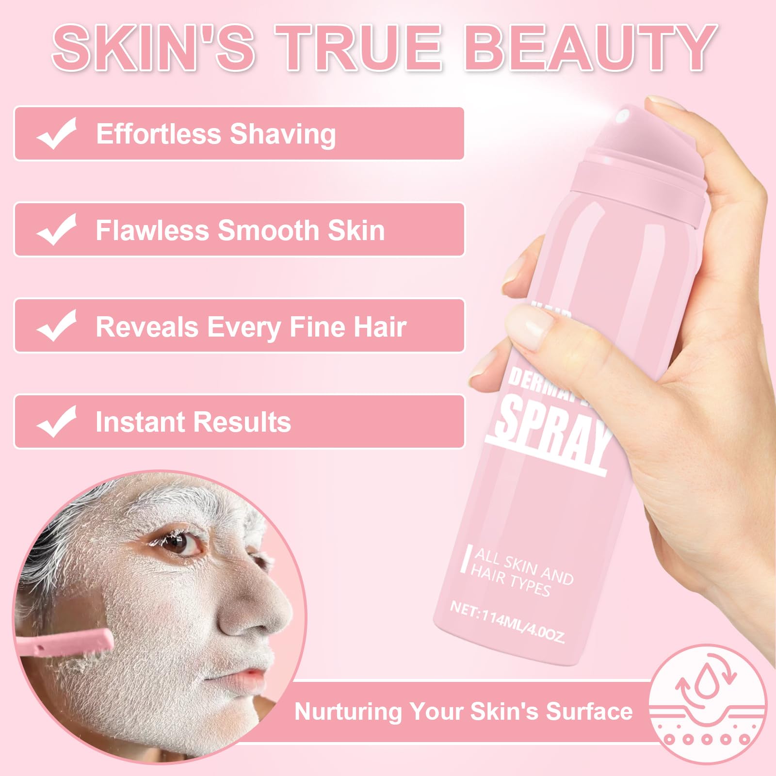 1Pc Hair Identifier Spray For Face Shaving, Skin Face Hair Identifying Shaving Powder Spray With Razors, Hair Identifier Set For