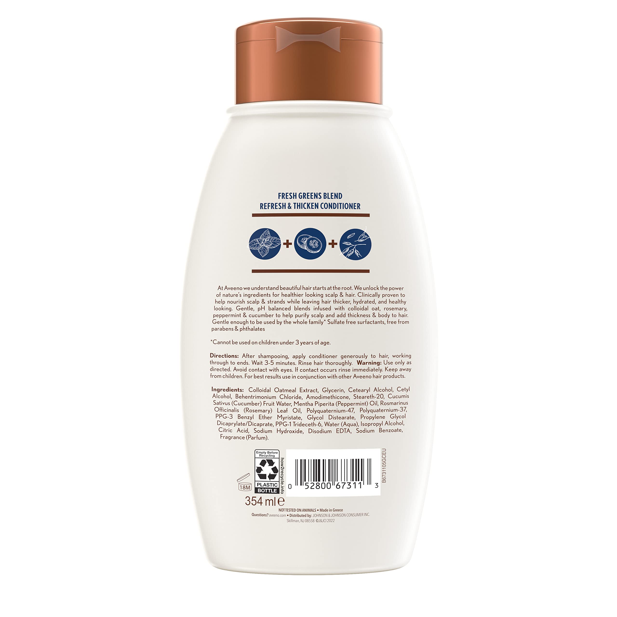 Aveeno Scalp Soothing Fresh Greens Blend Conditioner, Peppermint, 12 Fl Oz