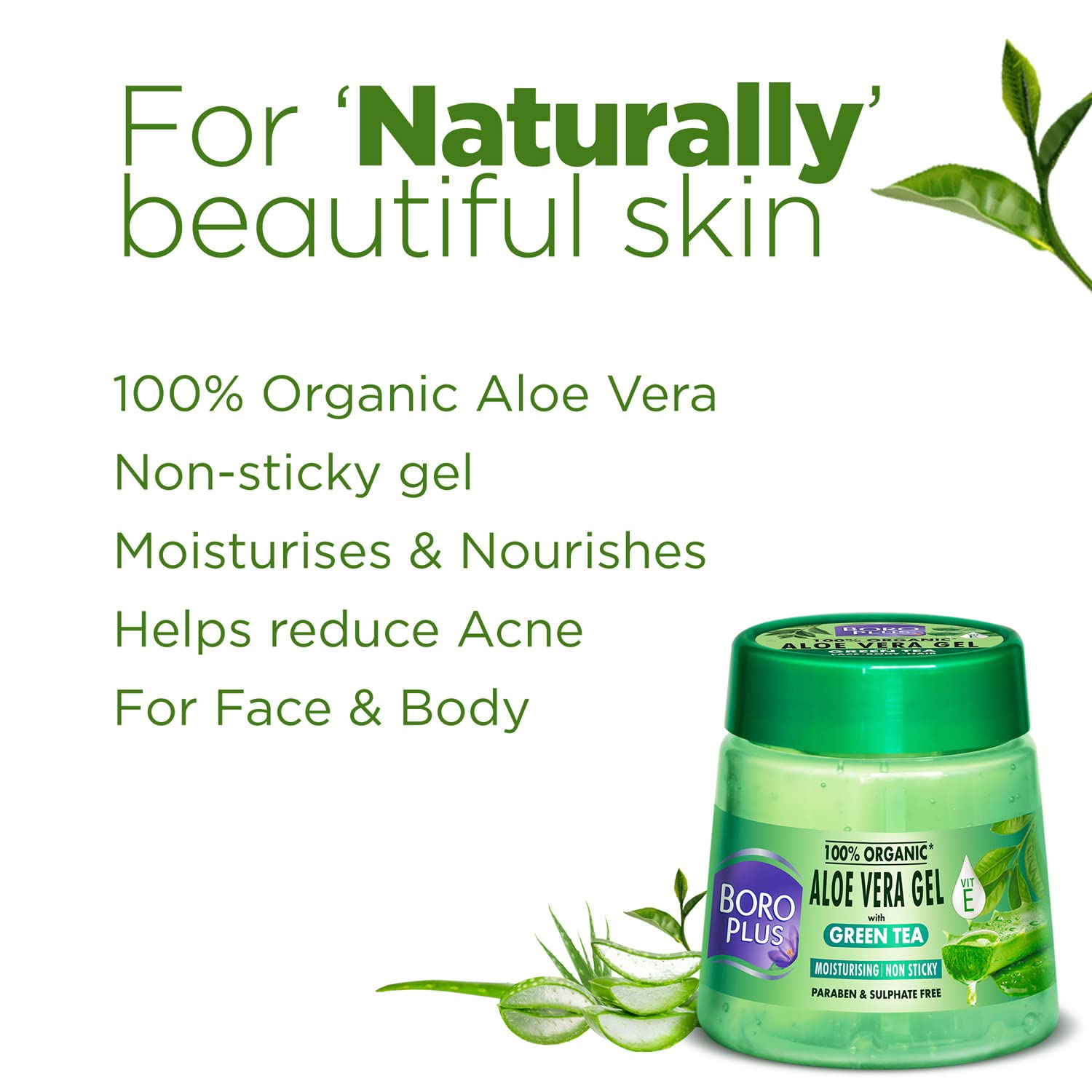 BOROPLUS Aloe Vera Gel with Green Tea, 200 ml