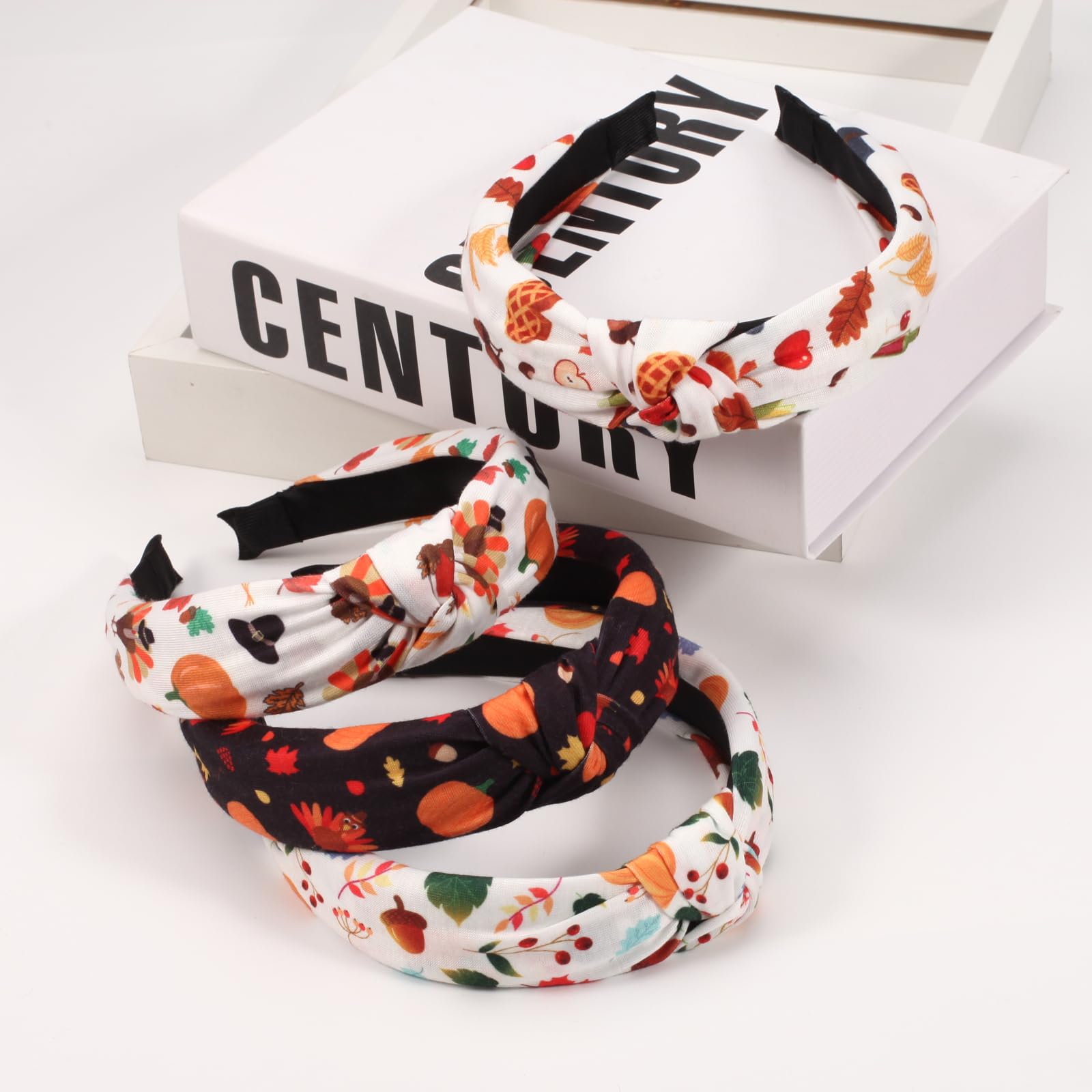 Ardorchid 4PCS Thanksgiving Day Headbands for Women Girls Knot Wide Fall Turkey Hairbands Fruit Hat Pumpkin Corn Non Slip Elasti