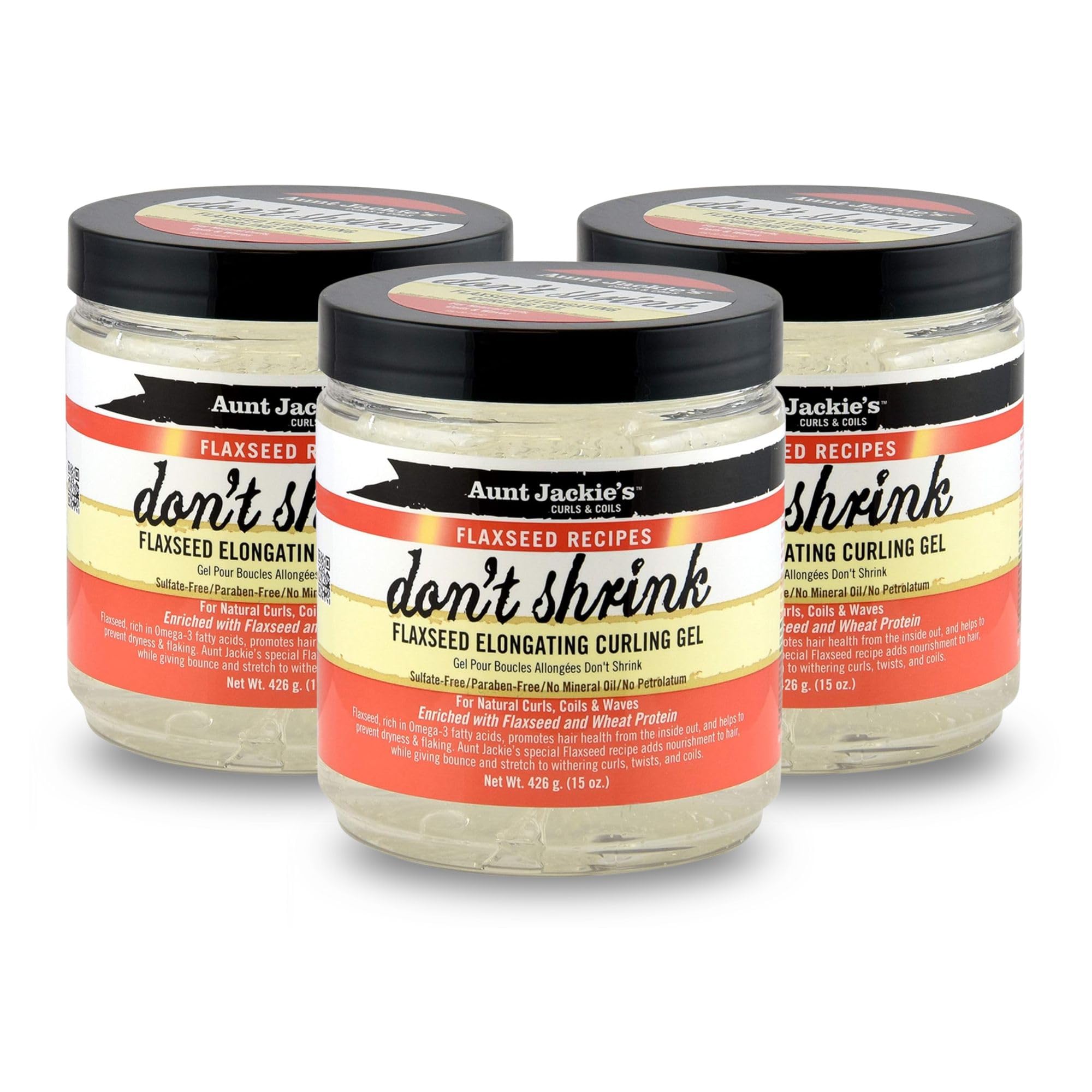 Aunt Jackies Flaxseed Recipes Dont Shrink Elongating Hair Curling Gel for Natural Curls, Coils & Waves, Helps Prevent Dryness 