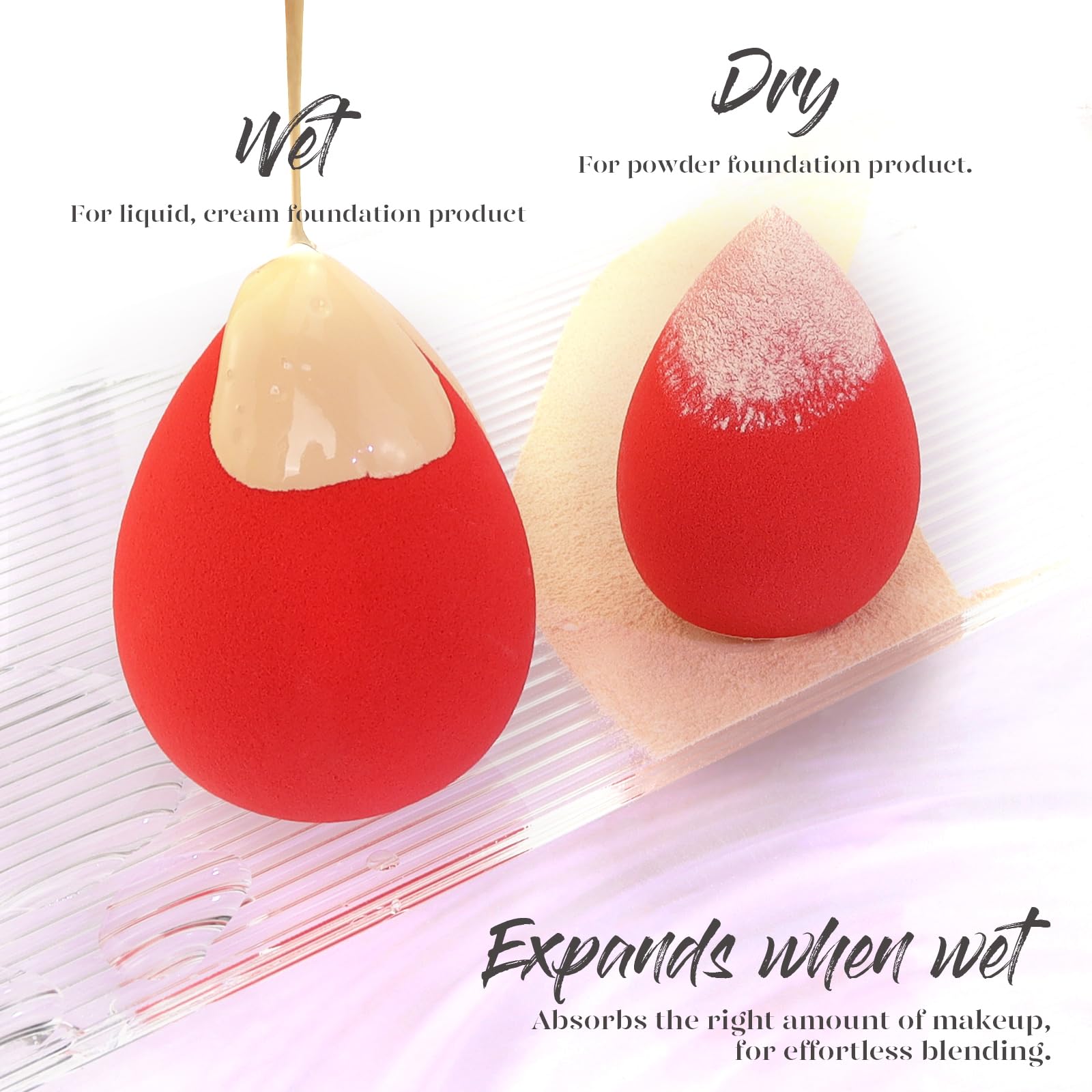 BEAKEY 5 Pcs Makeup Sponges Set, Latex-Free, High-density Wonder Blender Perfect for Liquid, cream, and Powder, Soft and Flexibl