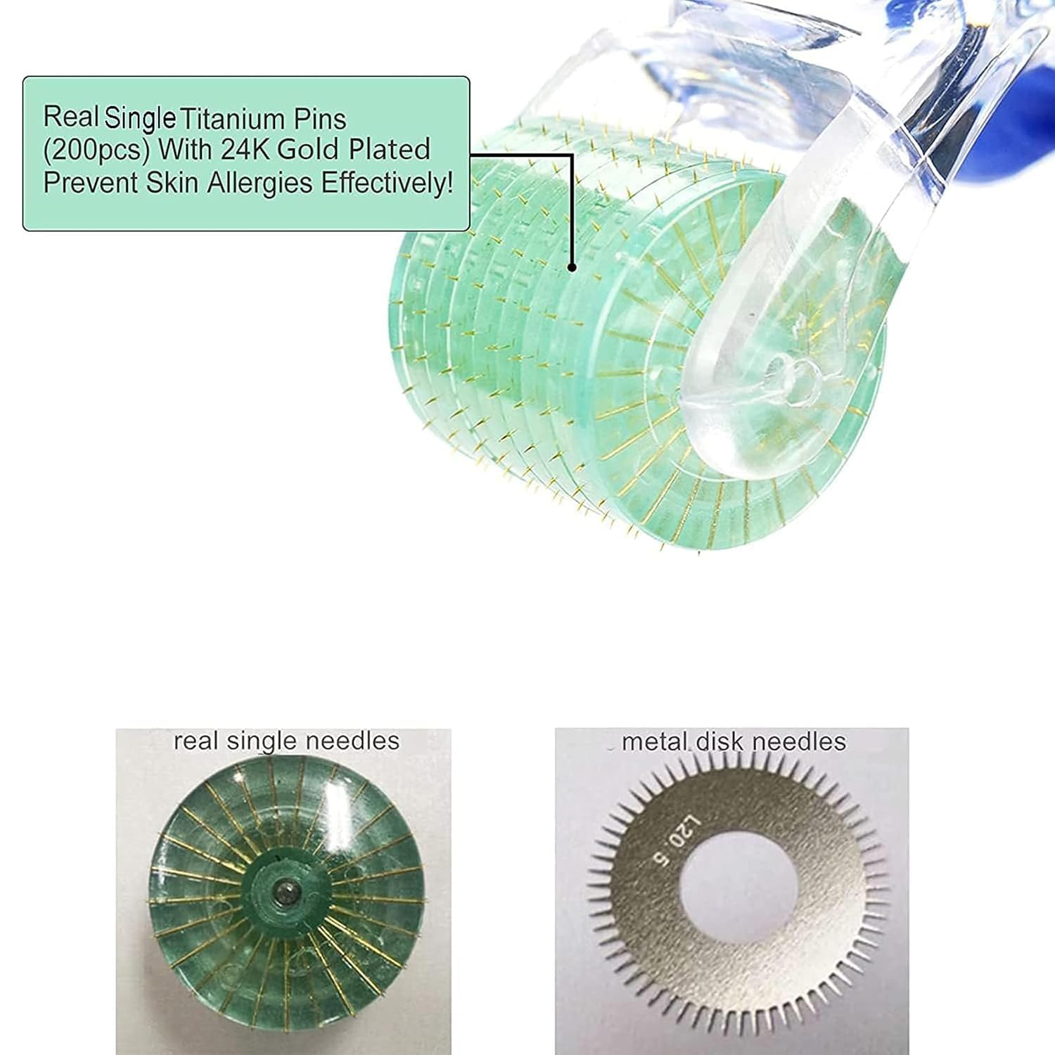 Koi Beauty Professional Derma Roller, 200 Real Individual Titanium Microneedle Roller, Microneedling Roller, Micro Needle Roller