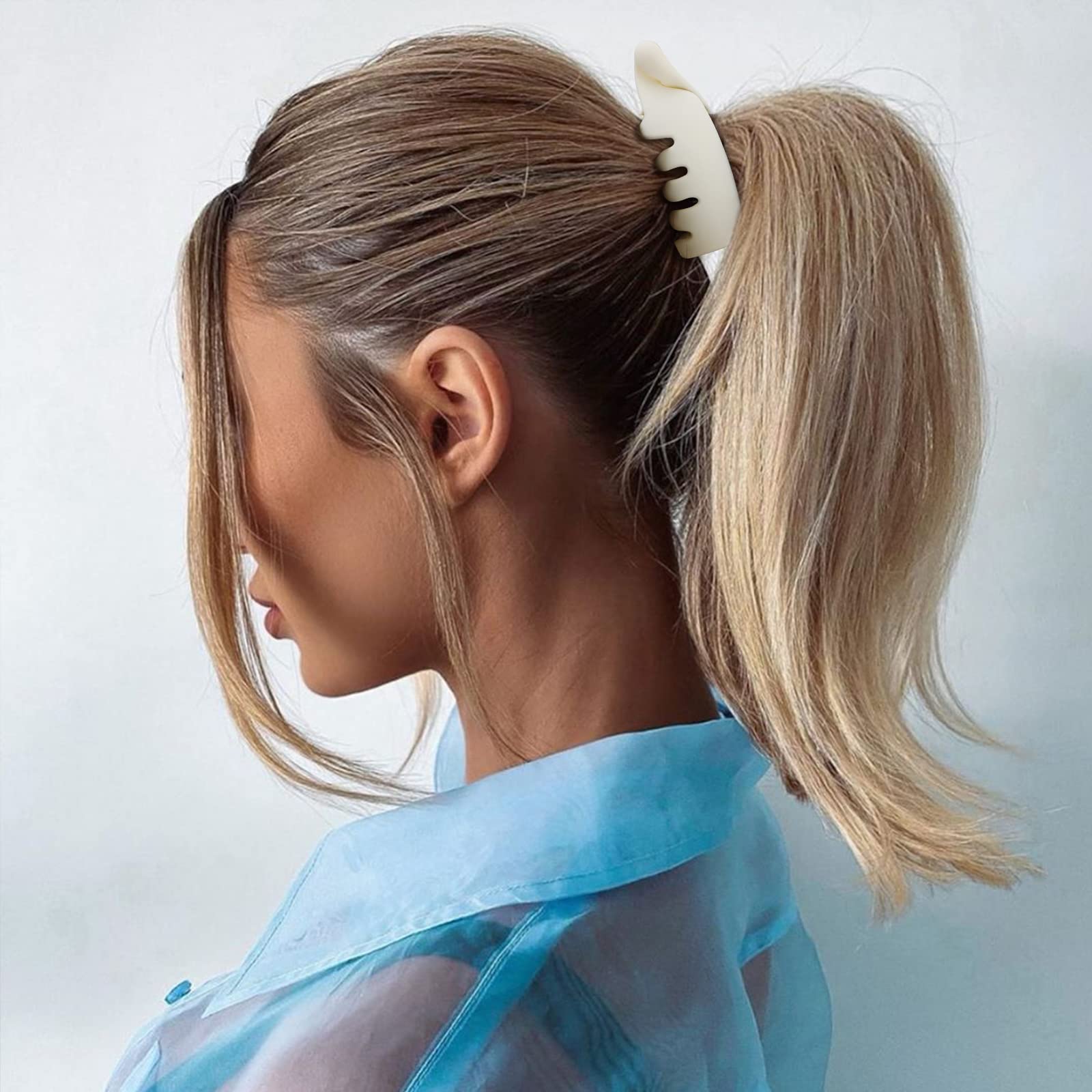 Hapdoo 4Pcs Small Hair Claw Clips for High Ponytail, Matte Banana Clips Hair Strong Hold Ponytail Bun Holder, Mini Hair Jaw Clip