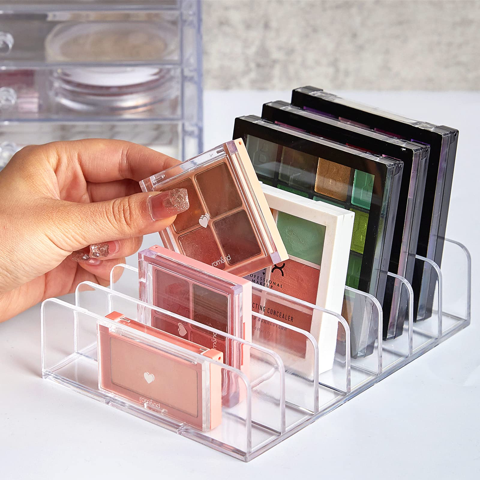 Tuzazo 2 Pack Acrylic Eyeshadow Palette Makeup Organizer - 7-Section Makeup Palette Organizer - Cosmetics Display Storage Holder